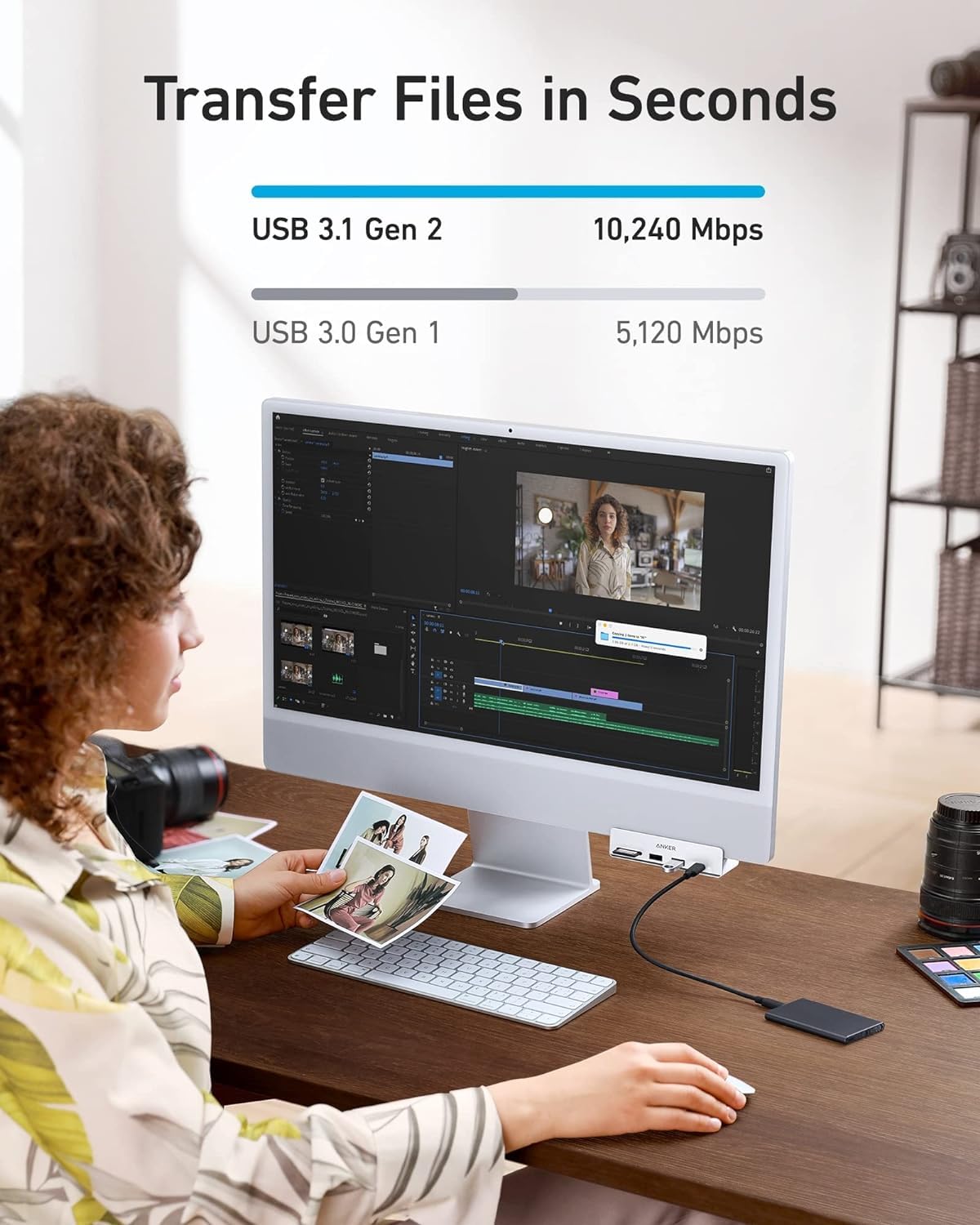 Anker 535 Usb C Hub (5 In 1), With 2 Usb A 10 Gbps Data Ports, Usb C 10 Gbps Port, Sd And Microsd Card Reader, For Imac Pro / Im