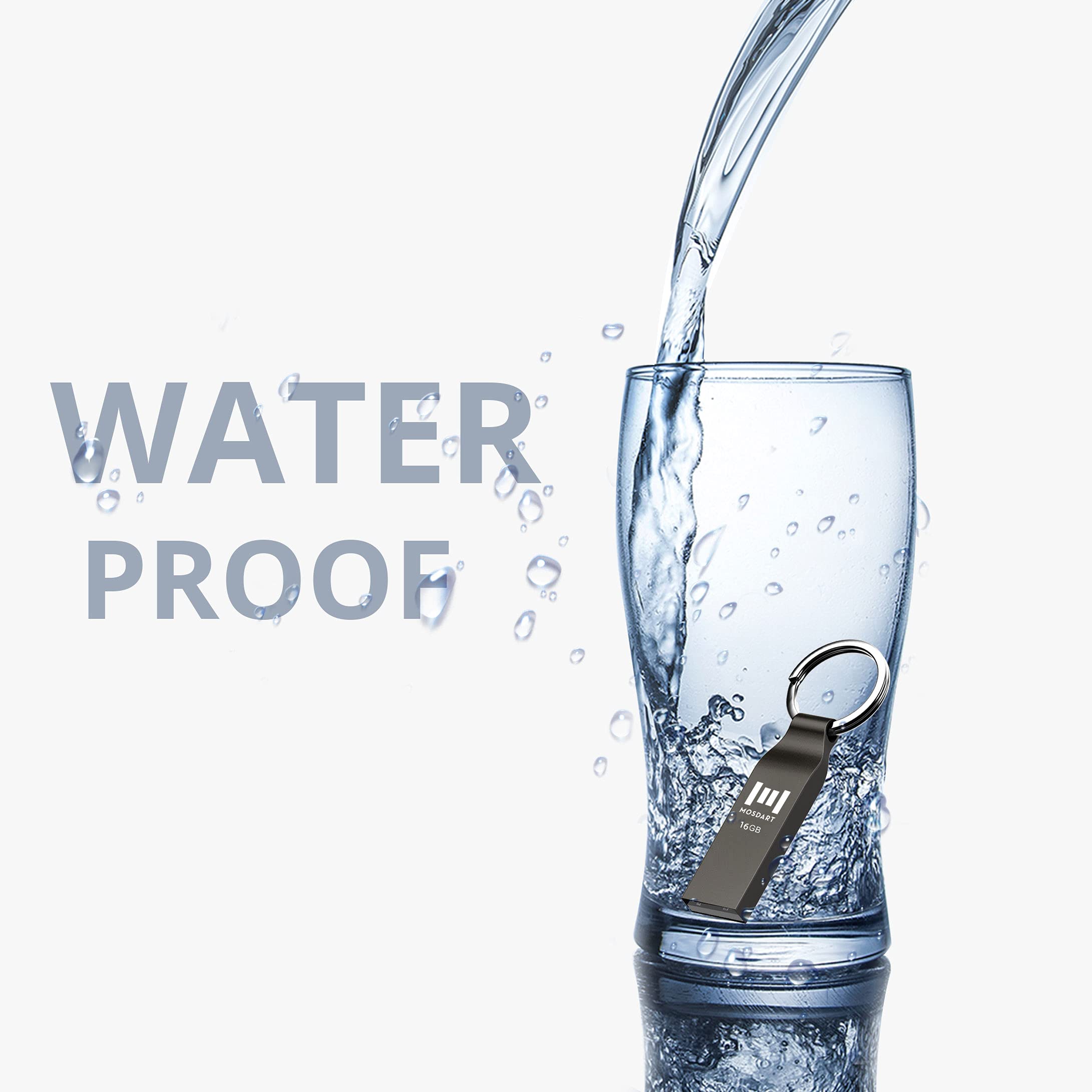 Mosdart 16Gb Metal Usb 2.0 Flash Drive 10 Pack Bulk Waterproof 16G Thumb Drive Jump Drive Pen Drive Memory Stick With Keychain,T