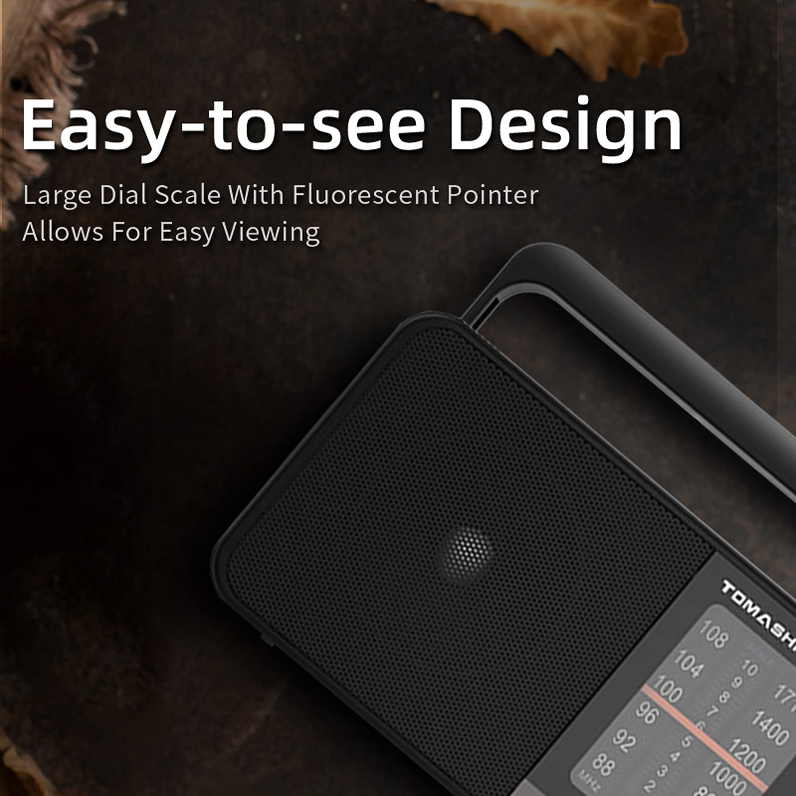 Tomashi Portable Radio Am Fm,Transistor Radio With Best Reception,Large Tuning Knob,Battery Operated By 3 D Cell Batteries Or Ac