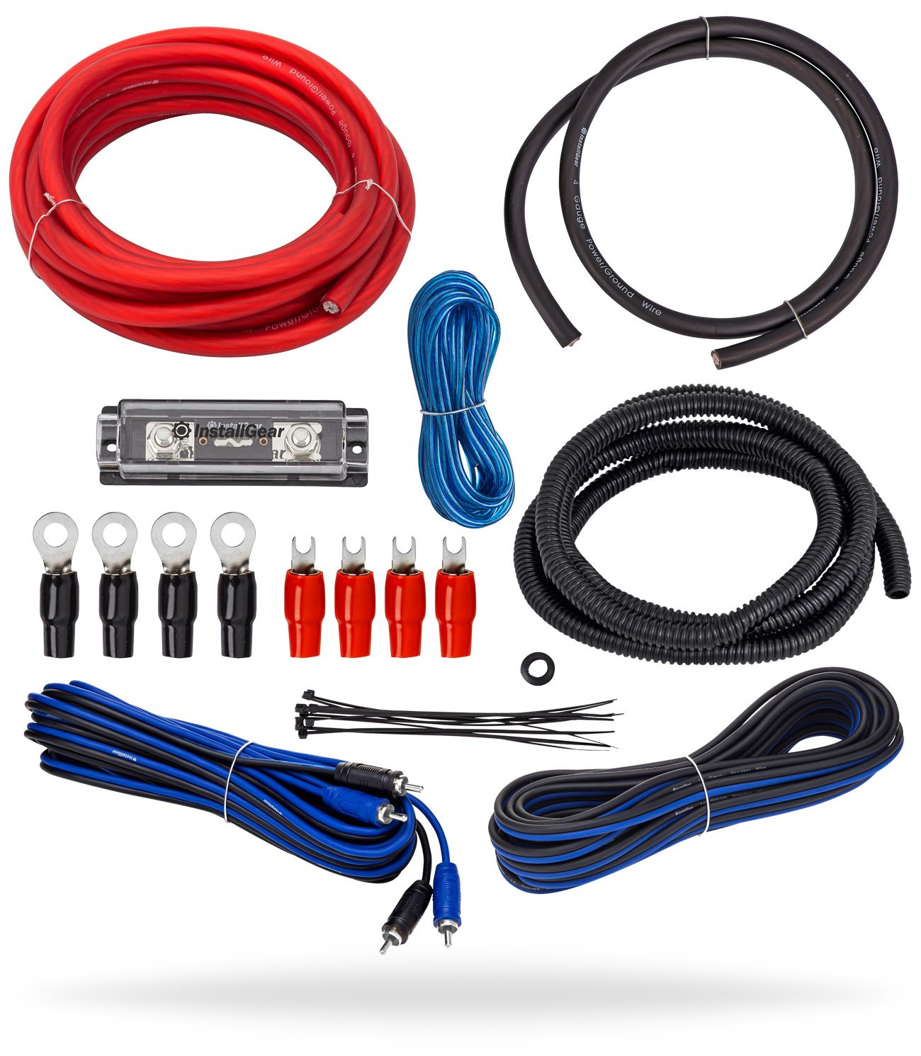 Installgear 4 Gauge Amp Kit   Amp Kit With Amplifier Installation Wiring True Spec And Soft Touch Wire   4 Gauge Wire   Amp Wiring Kit 4 Gauge   Sub Wiring Kit   Amp Wire Kit