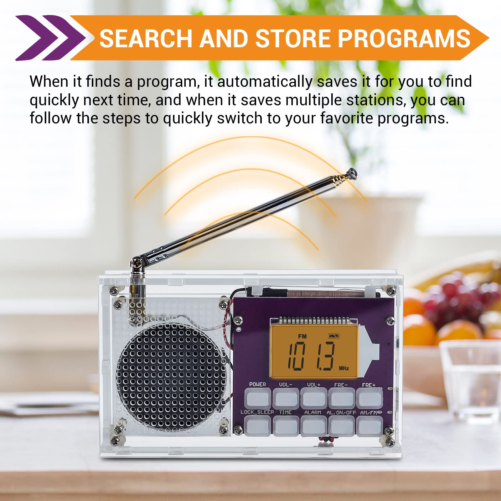 Icstation Diy Radio Kit, Fm Radio Assemble Kit With Time Display Rechargeable Fm Radio Kit Fm 87 108Mhz No Soldering Required As