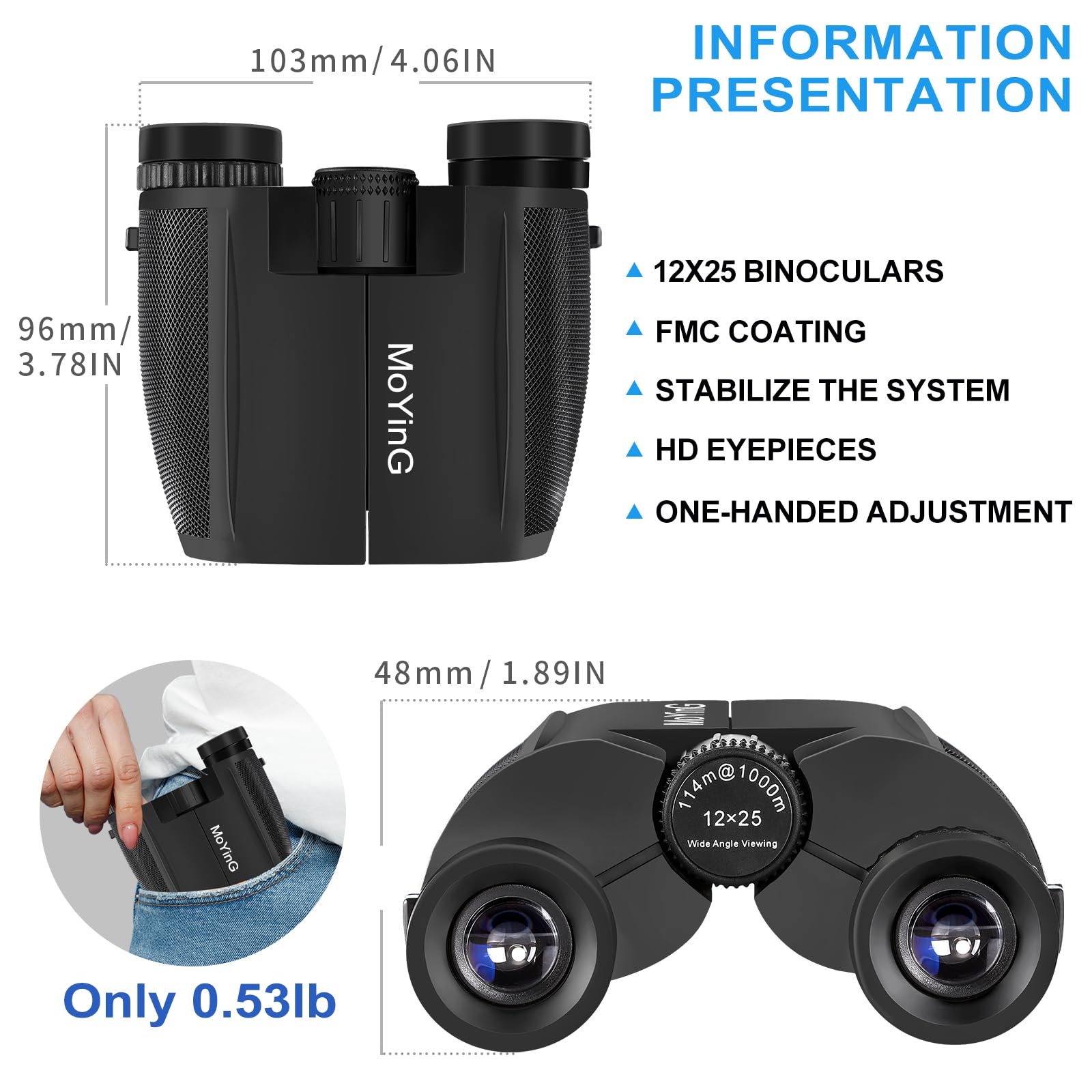 12X25 High Powered Binoculars For Adults, Waterproof Compact Binoculars With Clear Low Light Vision, Small Binoculars For Bird W