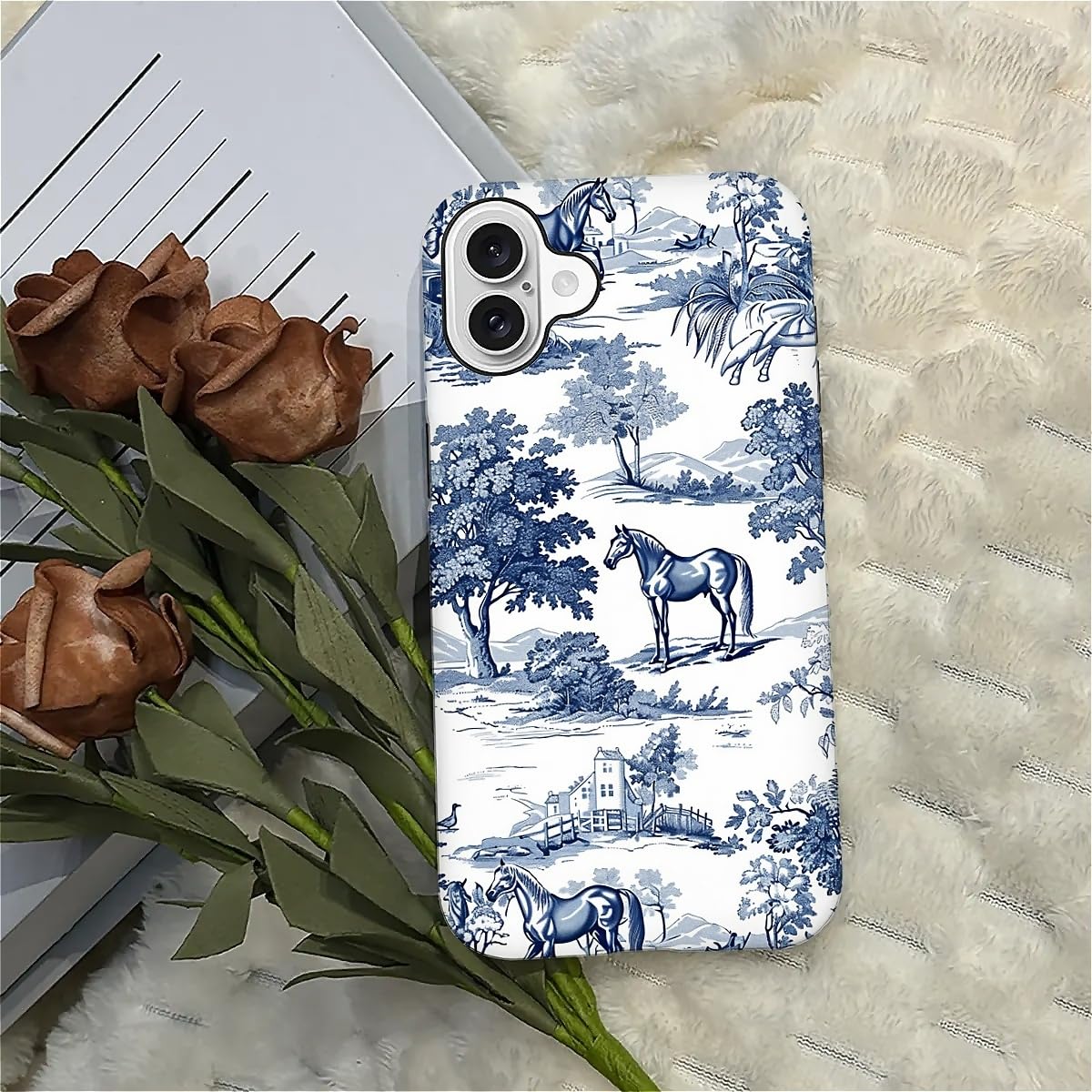 Ilikediy For Iphone 16 Case,Hh2 Wild Desert Horse Manor Hybrid 2 Layer Hard Shell Silicone Protective Pattern Design Case