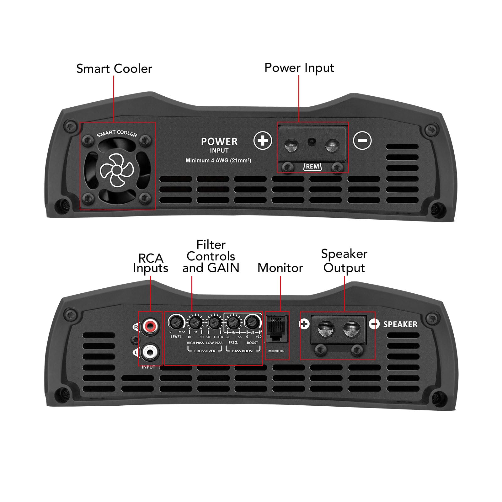 Taramp'S Md 3000.1 Full Range Amplifier 3000 Watts Rms 2 Ohms 1 Channel High Efficiency Mono Amplifier Class D, Bass Boost Car A