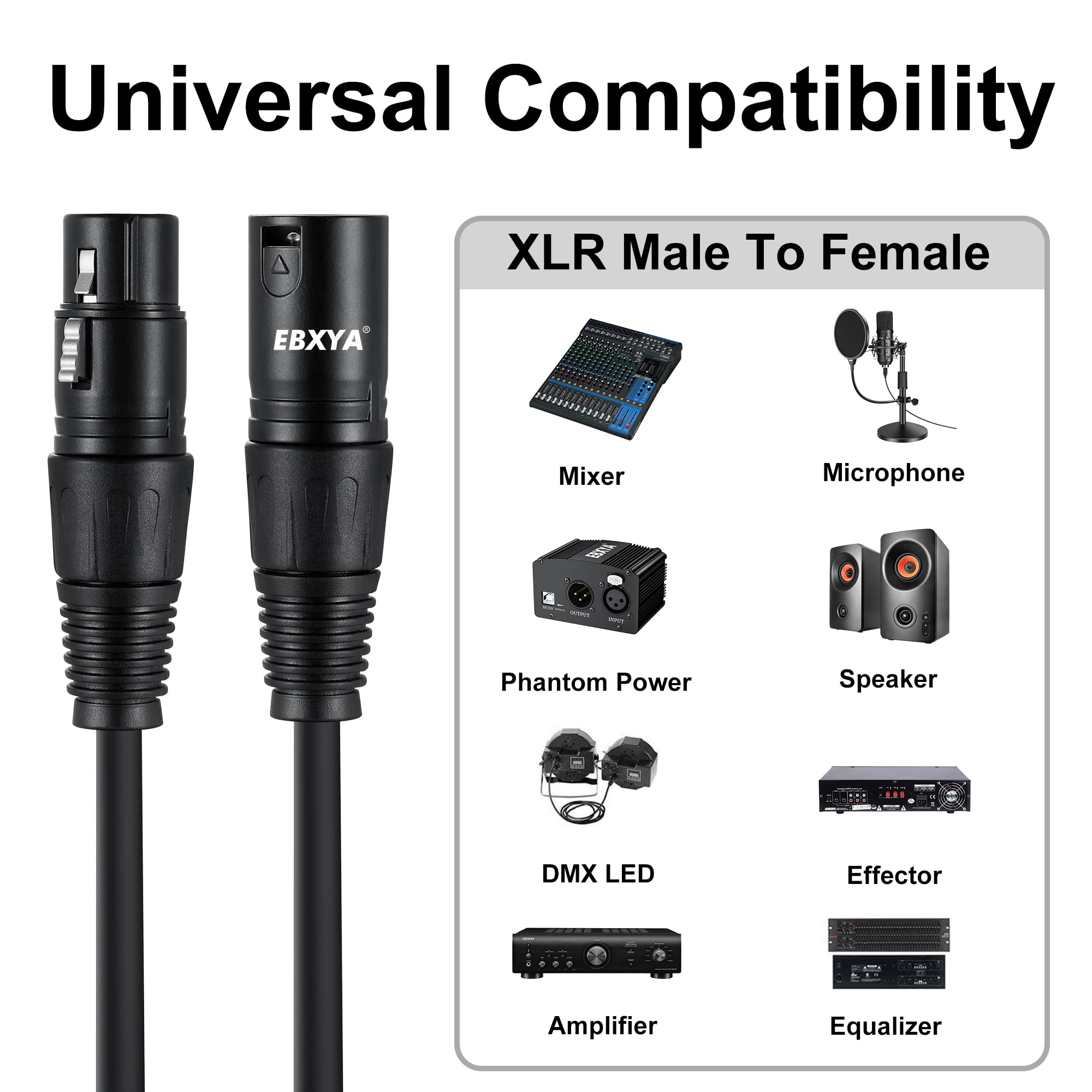 Ebxya Xlr Cable 3 Ft 4 Pack, Premium Xlr Male To Female Microphone Patch Cables 3 Pin Mic Cords Dmx512 Lighting Cable Compatible