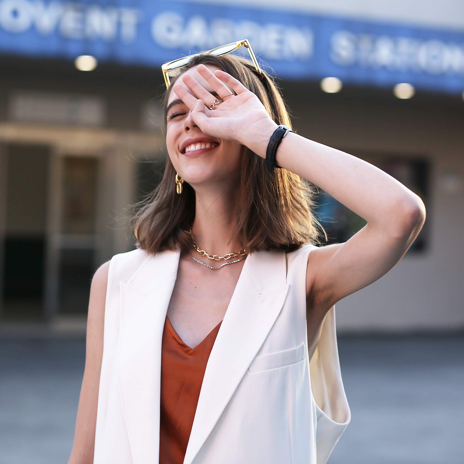 Moolia Compatible With Fitbit Versa 4/Versa 3/Sense 2/Sense Band For Women Slim Strap, Top Grain Genuine Thin Leather Replacemen