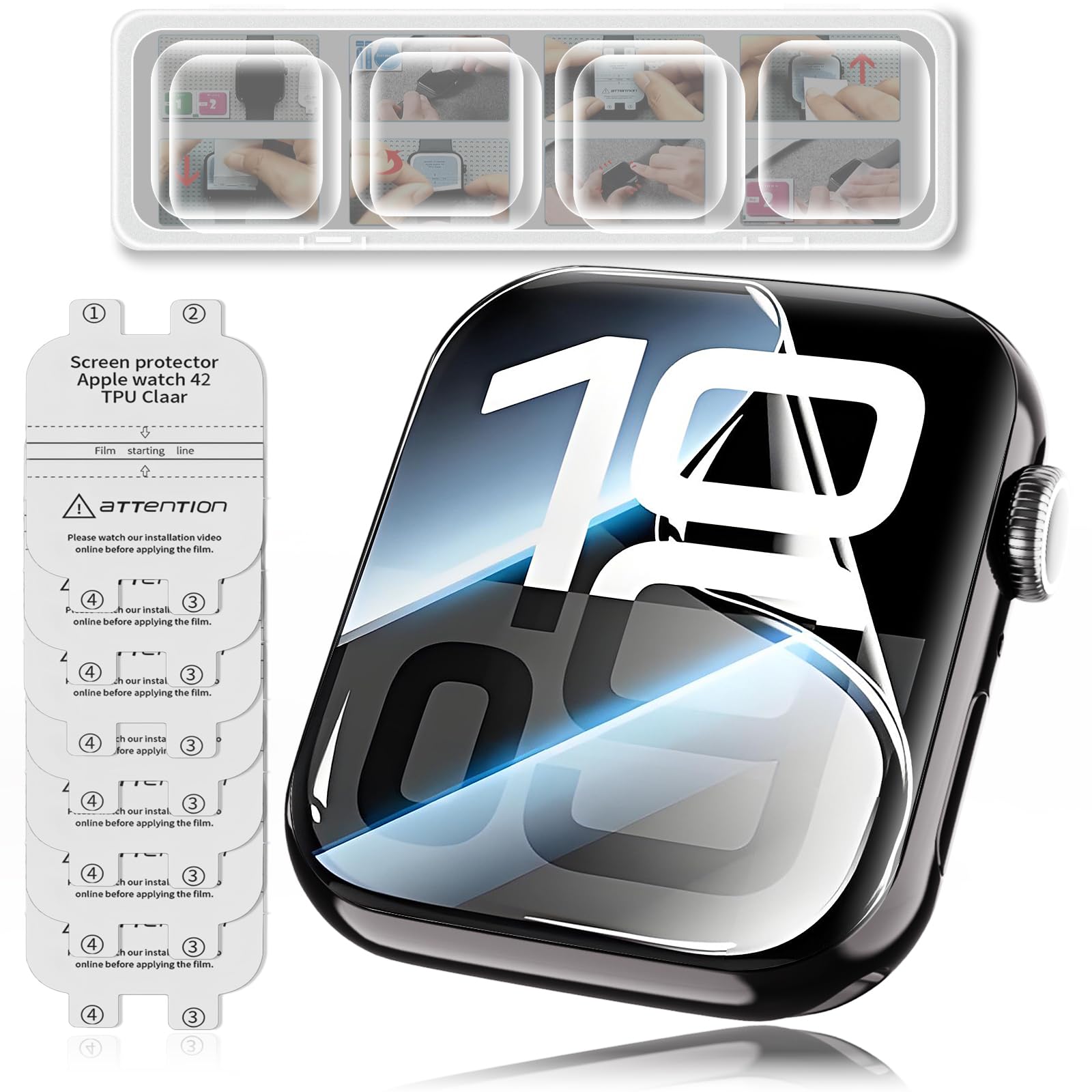 Xijef 7 Packs Tpu Screen Protectors For Apple Watch Series 10 42Mm, Screen Protector For Iwatch S10, With Clear Case,Hd, Bubble-