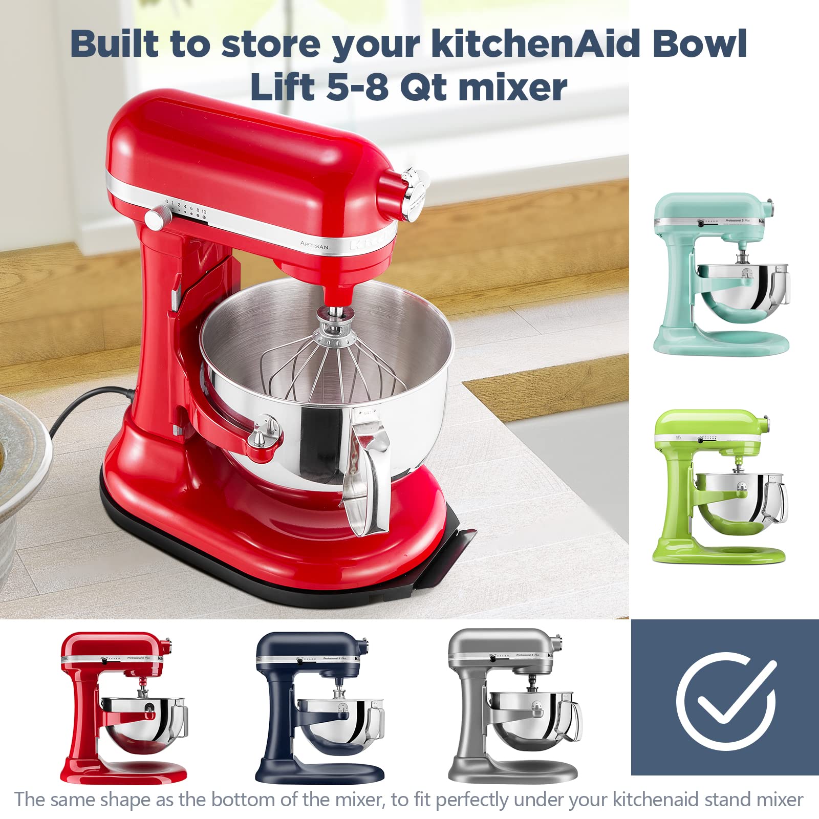 Mixer Sliding Tray For Kitchenaid 5 8 Qt Bowl Lift Stand Mixer   Metal Rolling Tray Kitchen Countertop Appliance Slider Storage