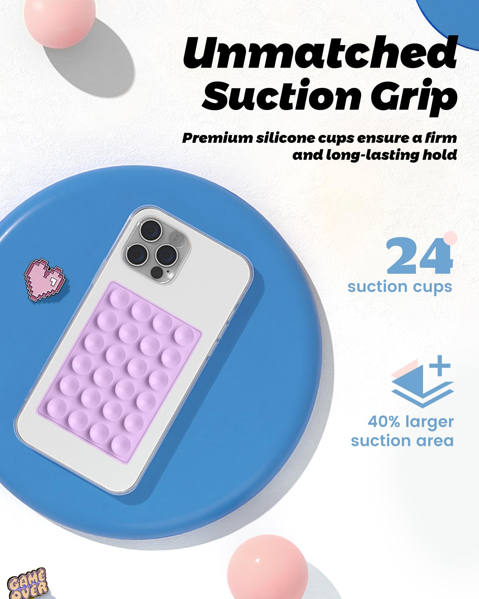 Amband Silicone Suction Phone Mount Trendy Stocking Stuffers For Women Mom, Detachable Sticky Holder For Iphone Cute Stylish Pre