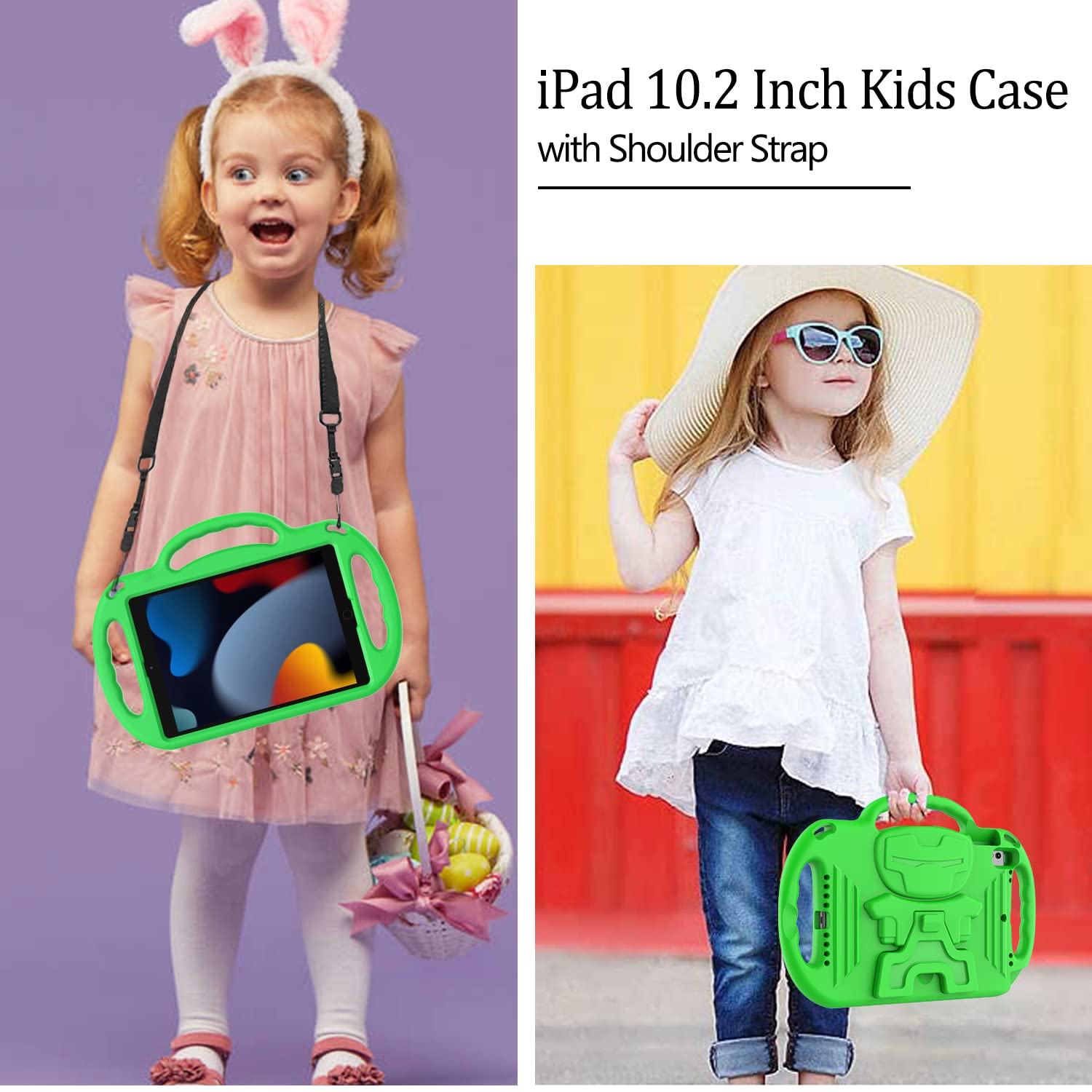 Ltrop New Ipad 9Th Generation Case,Ipad 10.2 Case,Ipad 8Th/7Th Generation Case For Kids,Shockproof Handle Stand Shoulder Strap K