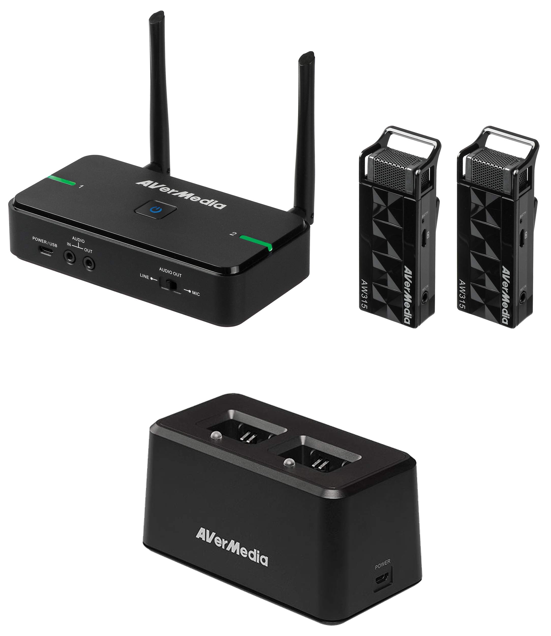 AVerMedia Avermic AW315: Wireless Teacher Microphones, Use 2 Microphones Simultaneously, One for Speaker and The Other for Audie