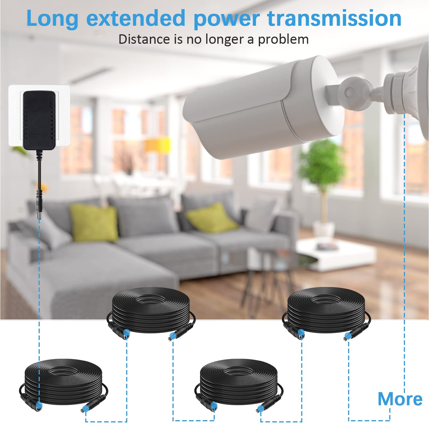 Dc Power Extension Cable, 12V Dc Extension Cord 2.1Mm X 5.5Mm Male To Female Power Cord For Outdoor Security Camera, Power Suppl