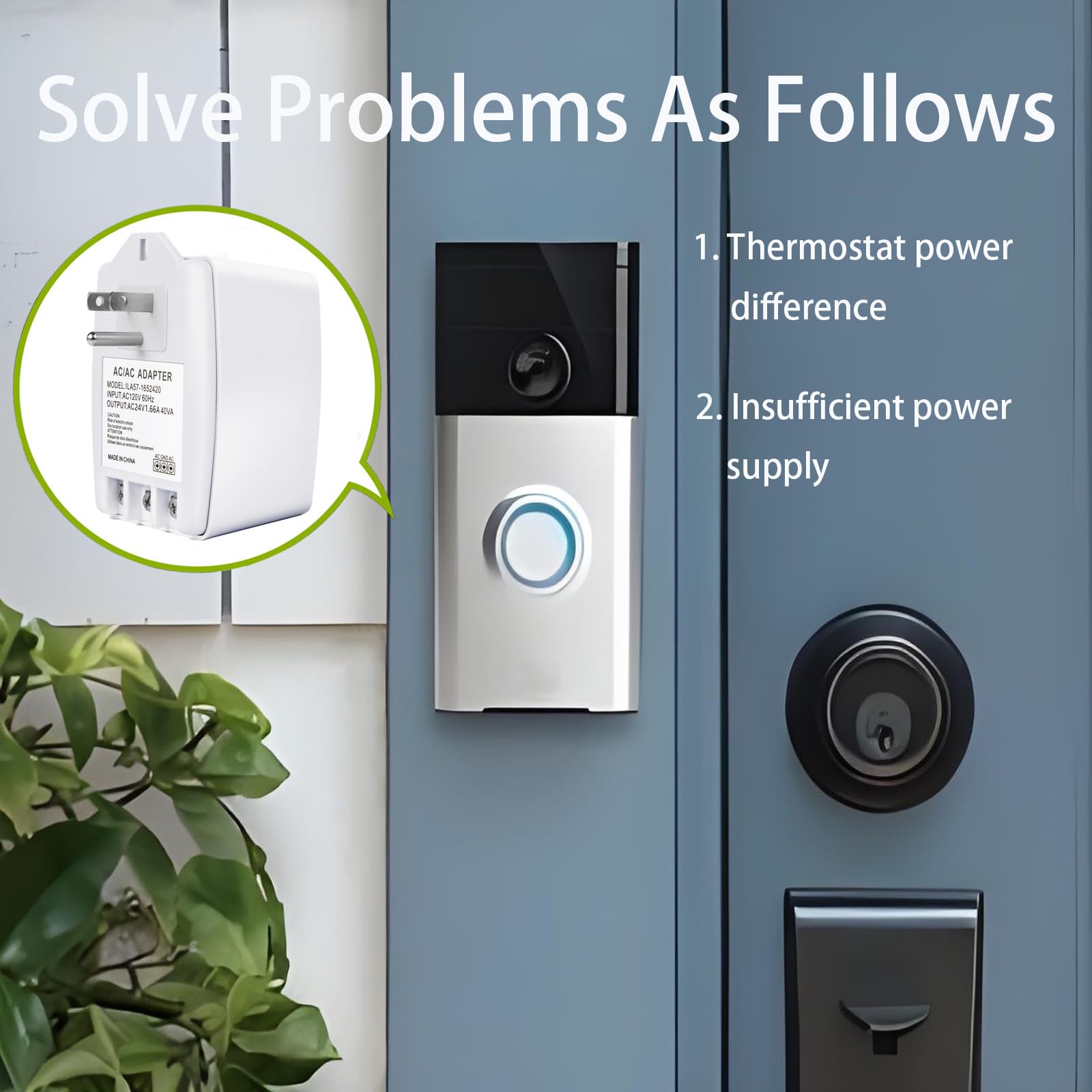 2 Pack 24V 40Va Transformer, Doorbell Transformer Plug Into Outlet Compatible With Nest Ecobee Sensi Honeywell Door Bell Transfo