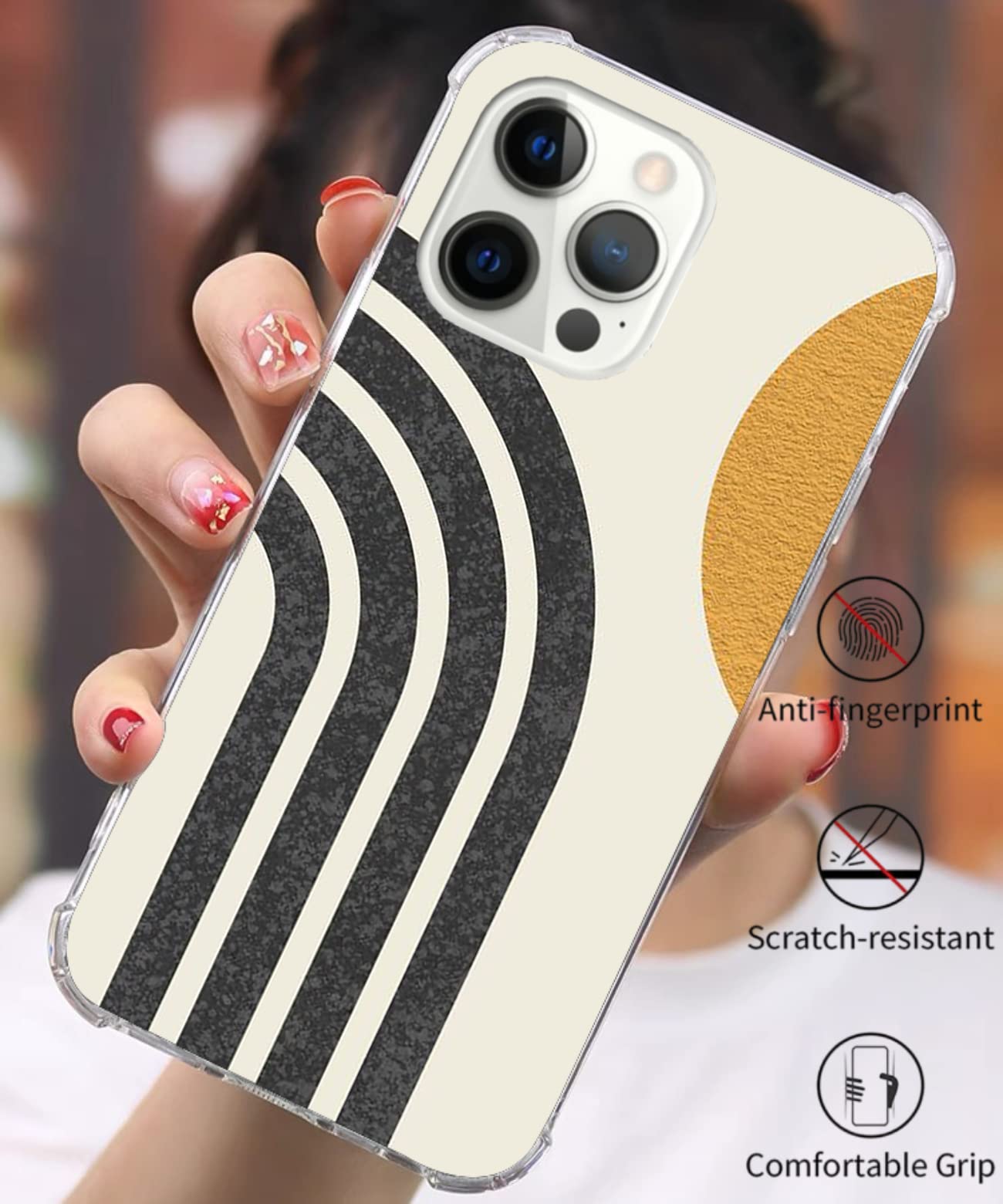 WidofvSpky iPhone 12/12 Pro Phone Case Abstract Rainbow Sun Pattern TPU Boho Sun Rainbow 6.1 inch