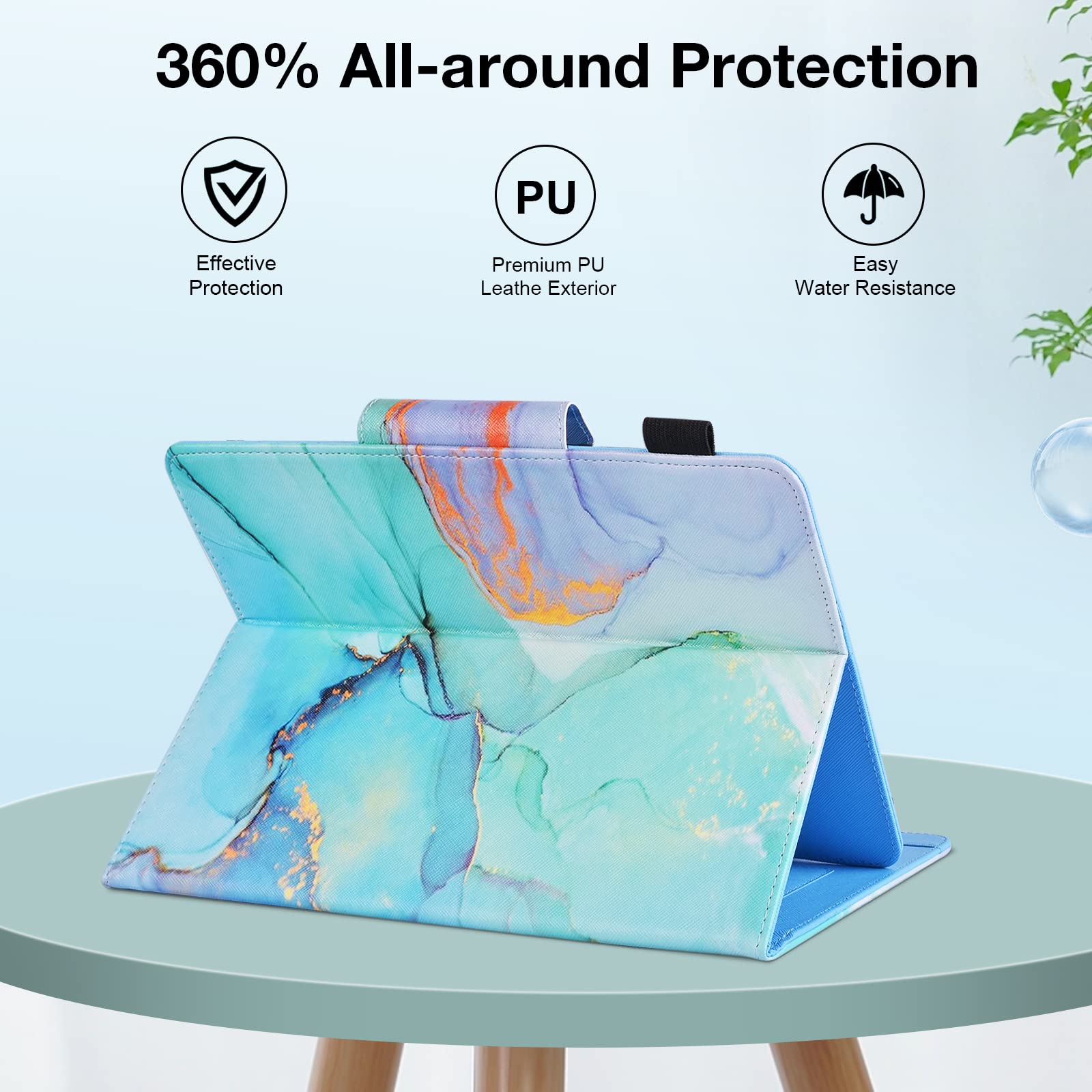 9.5 10.5 Inch Tablet Case, Universal Protective Cover Stand Folio Case For 9 10 10.2 Inch Android Touchscreen Tablet, Green Gold