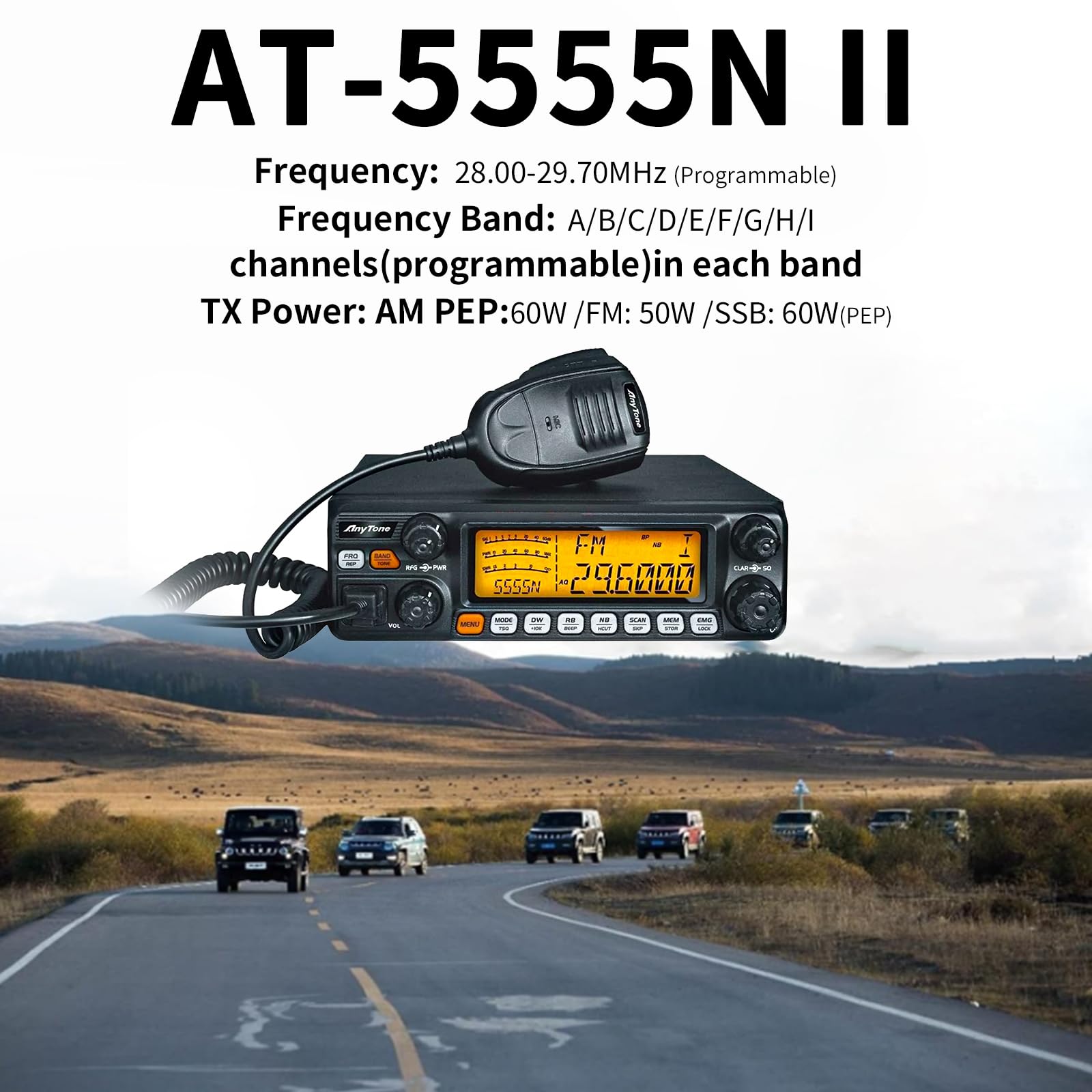 At 5555N Ii 10 Meter Radio For Truck, 10 Meter Ham Radio Noise Reduction High Power 60W Am Pep/50W Fm/Ssb 60W(Pep) Mobile Transc