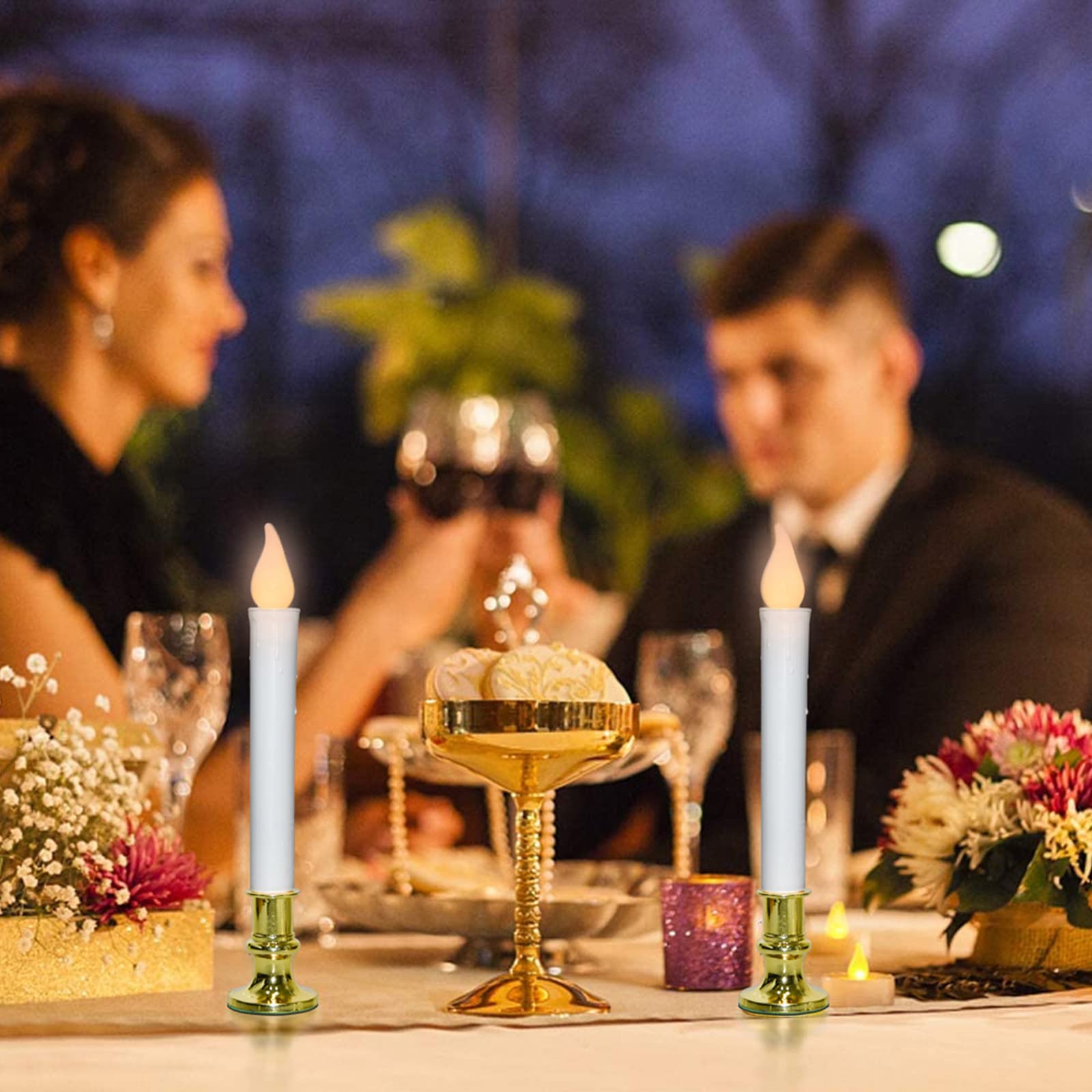 Christmas Window Candles, Battery Operated Window Candles With Auto Timer, 9'' Christmas Candles Battery Operated With Flameless