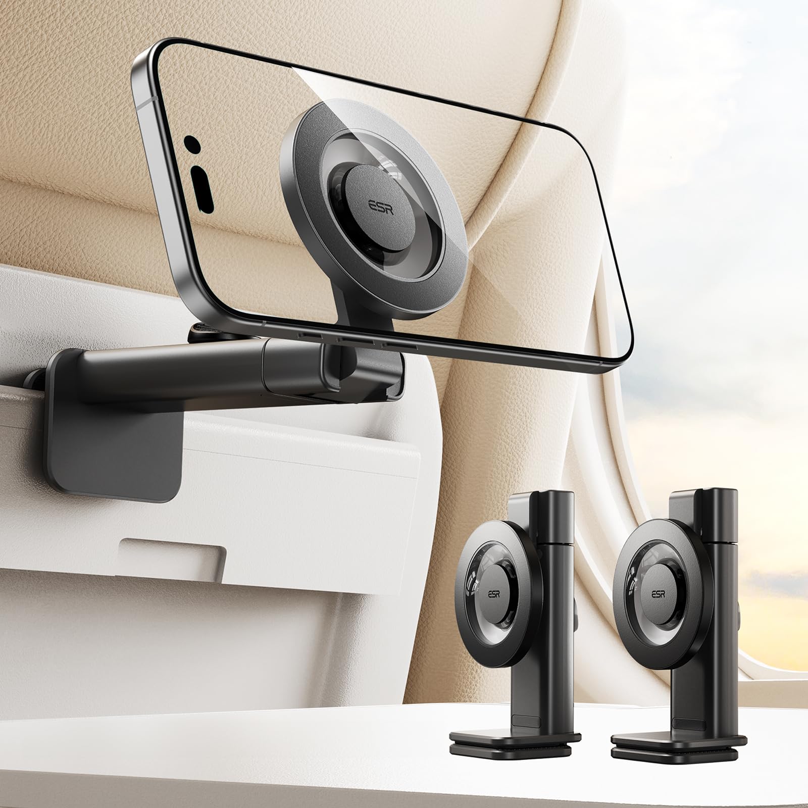 Esr For Magsafe Airplane Phone Holder,2 Pack, Airplane Travel Essentials, Portable Travel Phone Holder, Magnetic Plane Phone Hol
