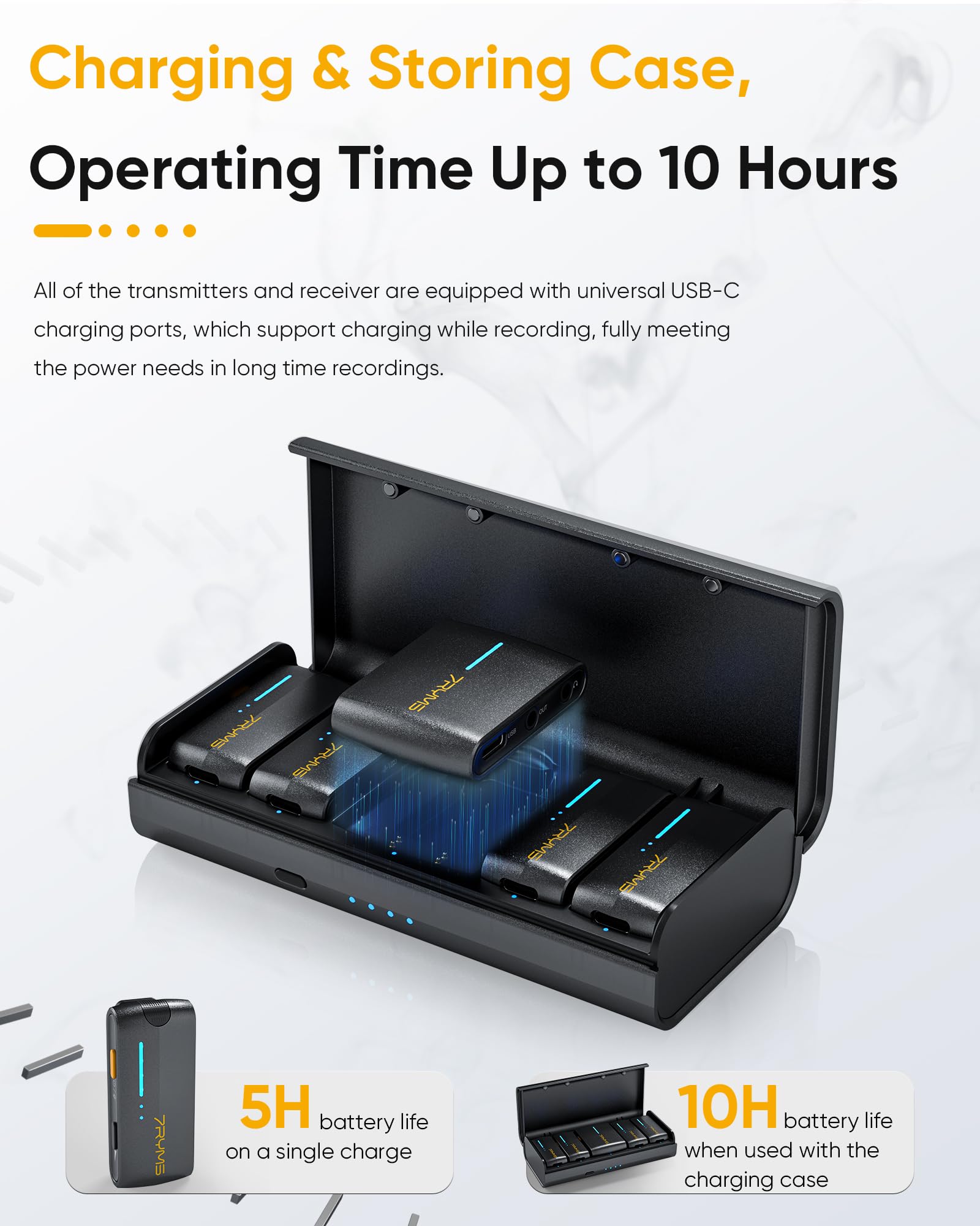 7Ryms Iray Dw40 Four Channel Wireless Lavalier Microphone With Charging Case, Noise Cancellation, 656Ft Range, 10H Working, Lav