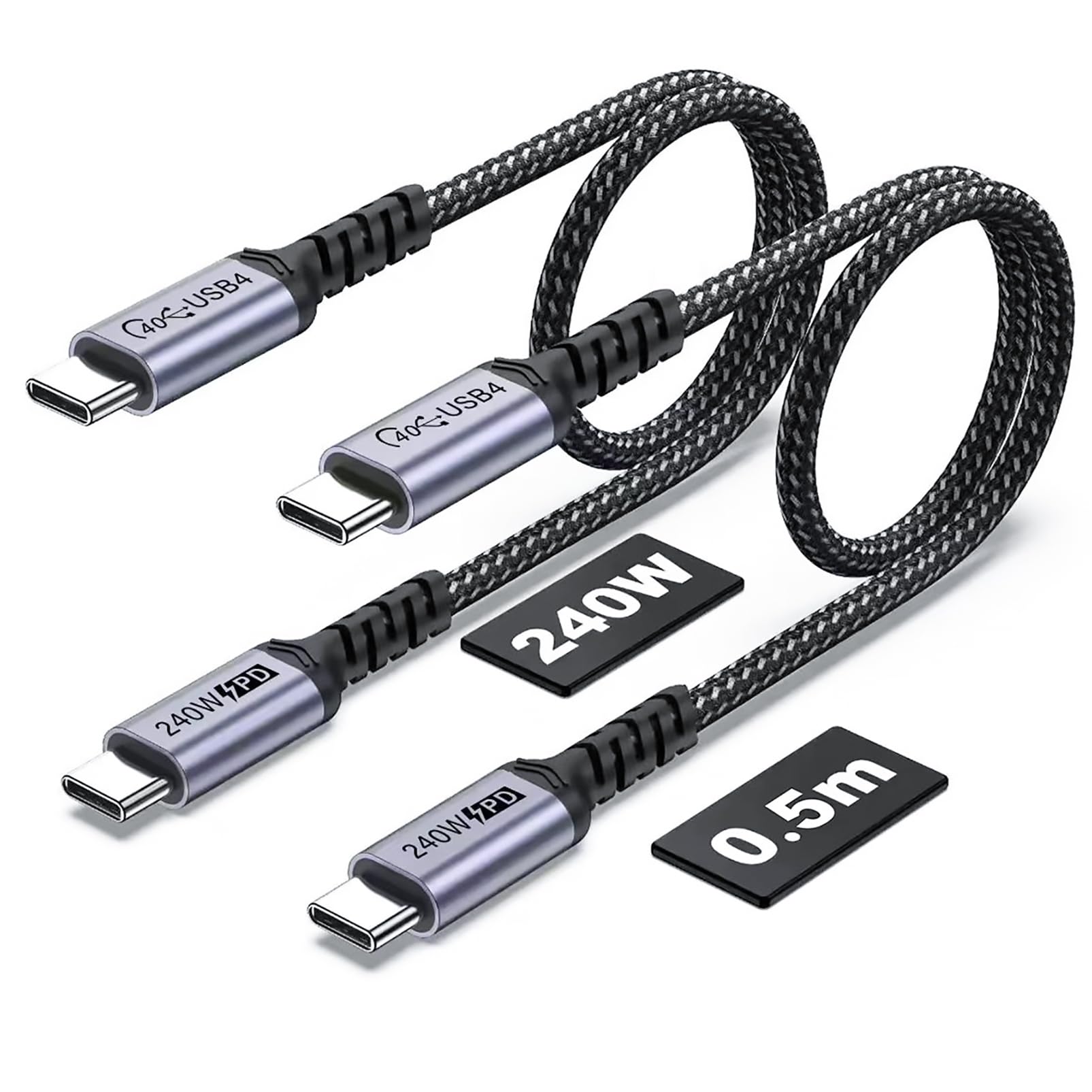 Sumpk 1.5Ft Usb 4 Cable 2 Packs 40Gbps Usb 4 Cable With 240W Fast Charging And 8K Video Display Compatible With Thunderbolt 4, T