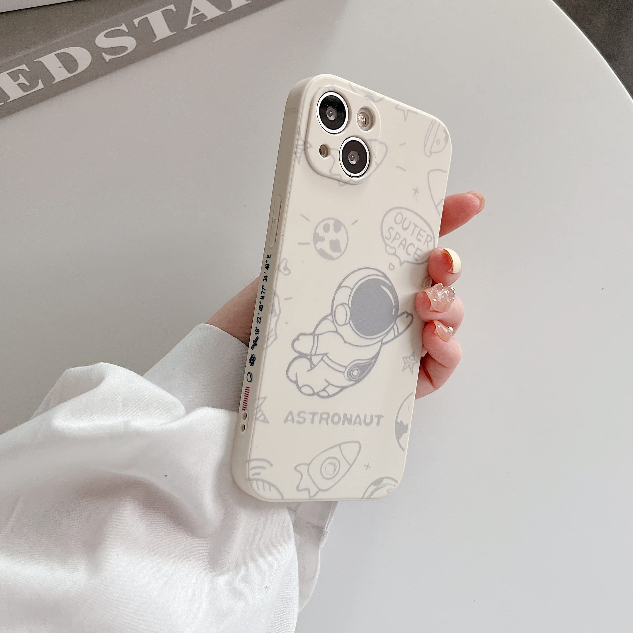 Yonds Queen For Iphone 13 Cute Case, Cool Cartoon Astronaut Rocket Moon Space Design Stylish Soft Tpu Bumper Shockproof Anti Sli