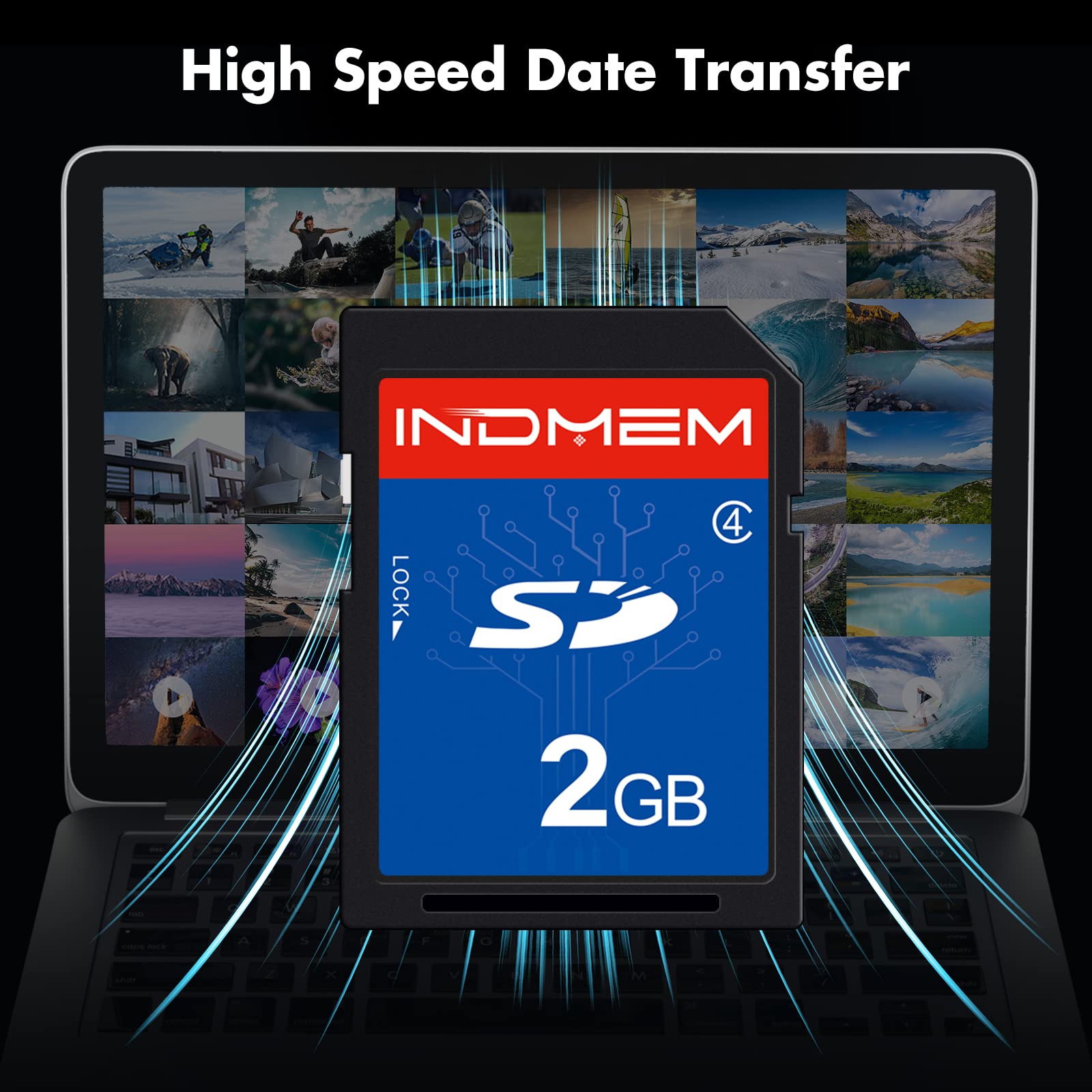 Indmem 5 Pack Sd Card 2Gb Class 4 Flash Memory Card 2G Slc Stanard Secure Digital Cards