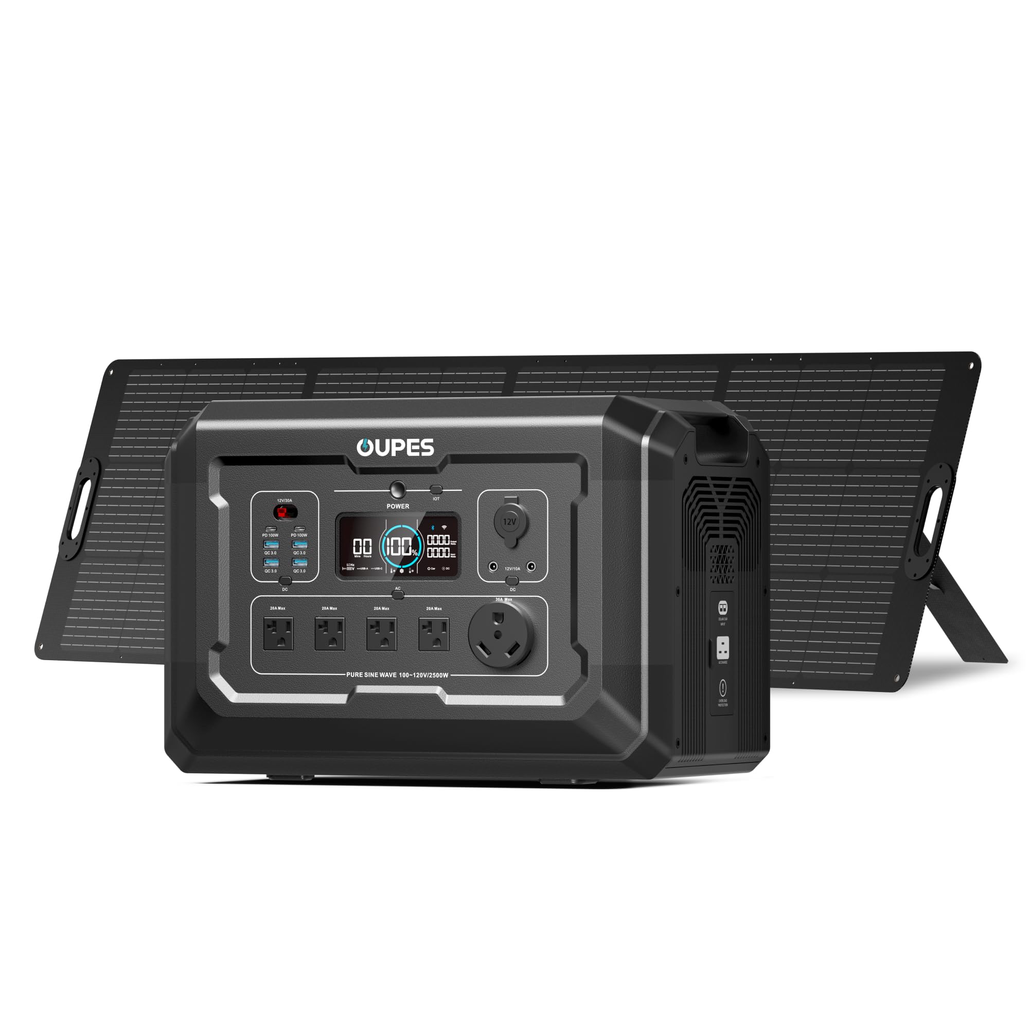 OUPES Mega 2 2500W Solar Generator with 240W Panel Included, 2048Wh Portable Power Station Solar Battery Station Made for Emerge