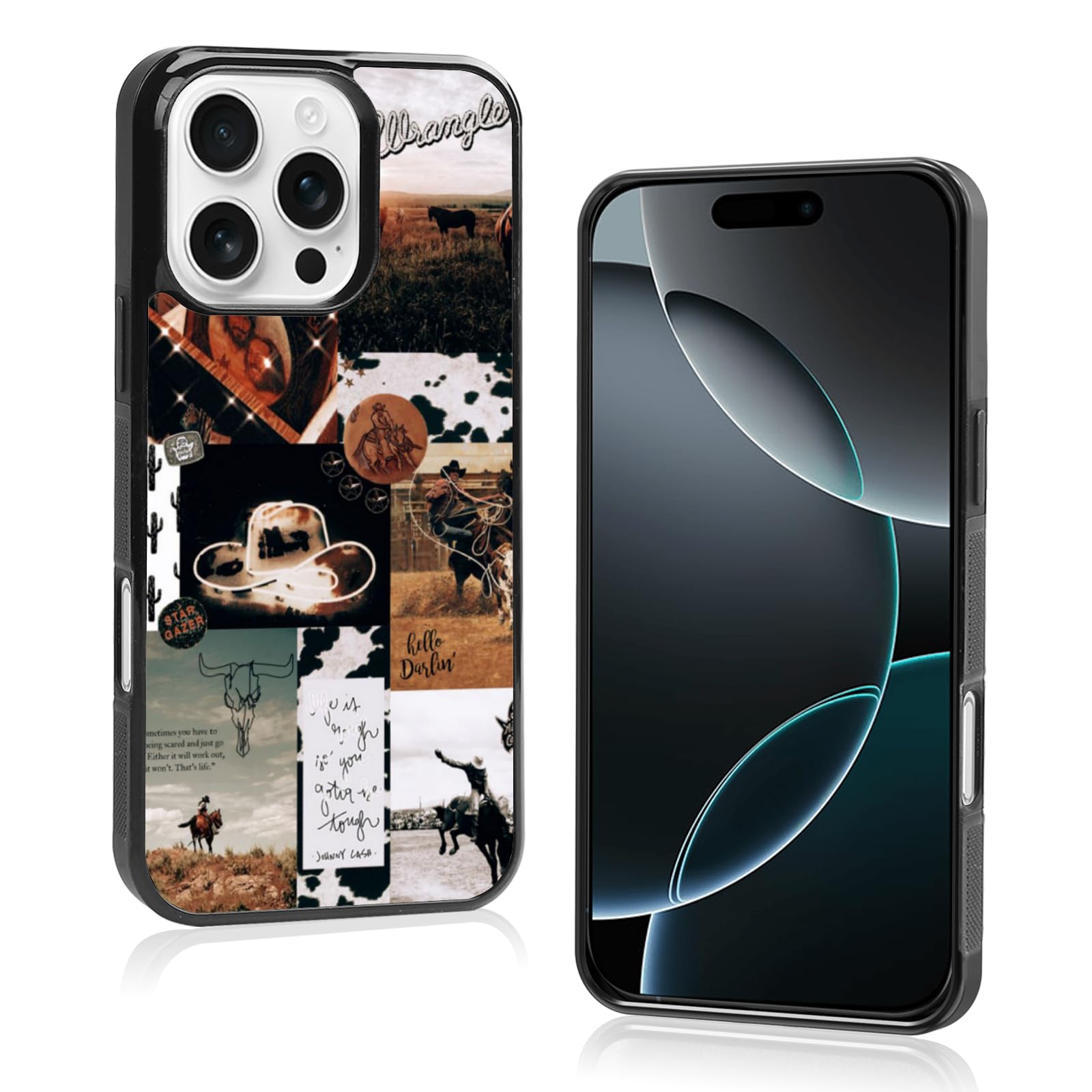 Onemiliayears Cool Cowboy Cowgirl Horse Phone Case, Hippie Western Iphone 16 Pro Case, Non-Slip Design And Shock Absorption, Pho