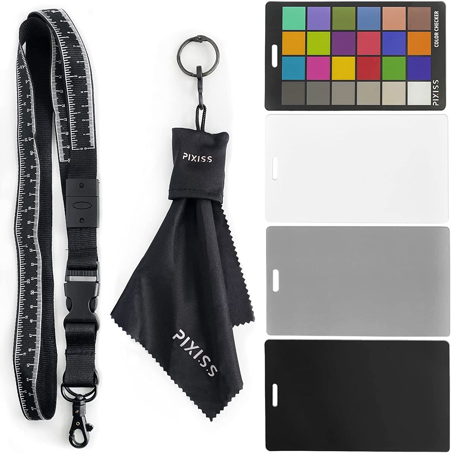 Camera Color Correction White Balance Card, 4In1 Color Correction Card Set By Pixiss, 18% Gray, Black, Matte, Premium Exposure C