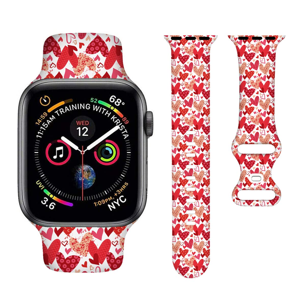 Bacdoilq Valentines Watch Band Love Heart Smartwatch Band Compatible With Watch 38Mm 40Mm 41Mm Soft Silicone Strap Replacement F