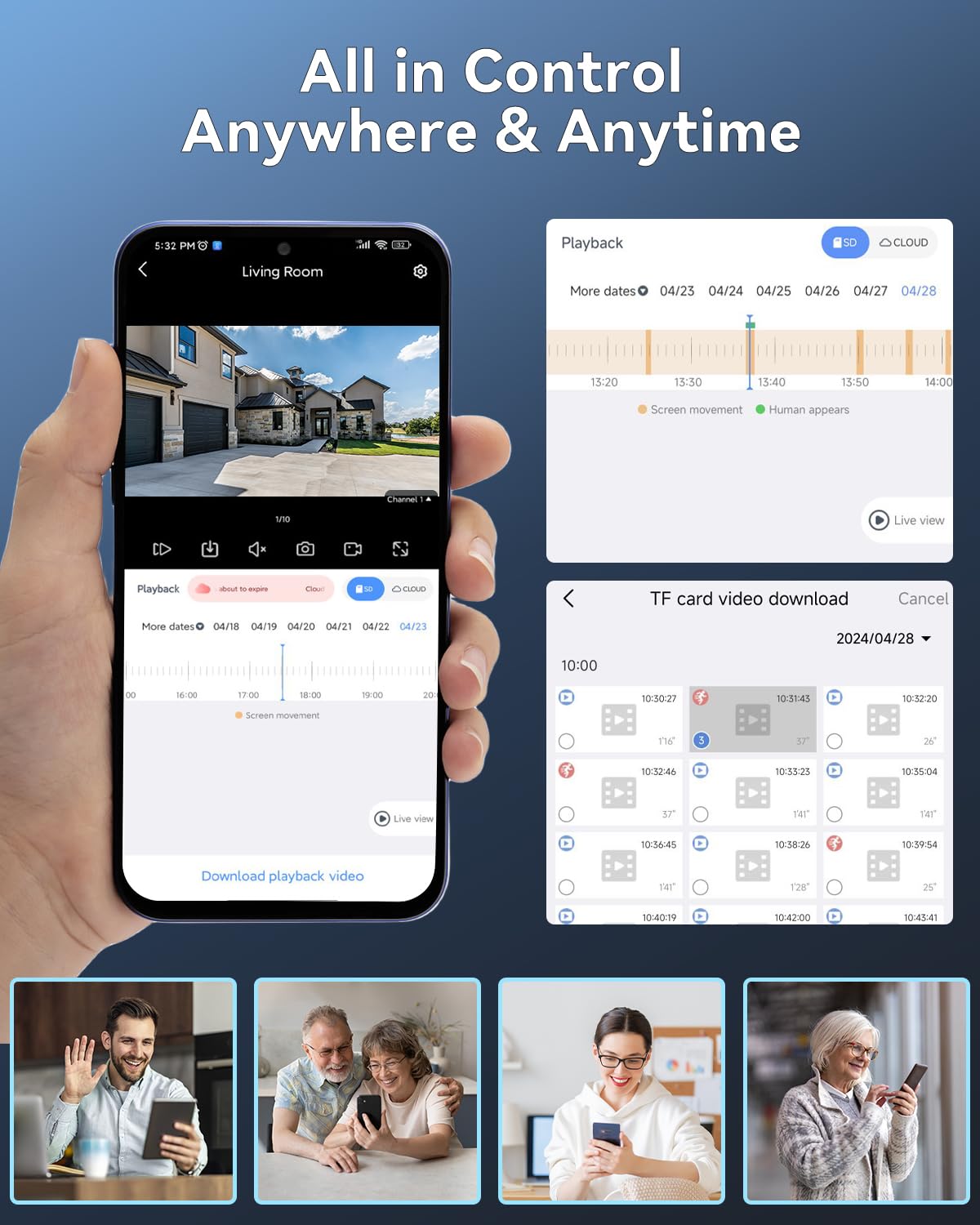 Wireless Security Camera System Outdoor: [Dual Lens Wifi6 & 10X Hybrid Zoom] Auto Tracking 4Pcs 4K Ptz Camera For Home Security