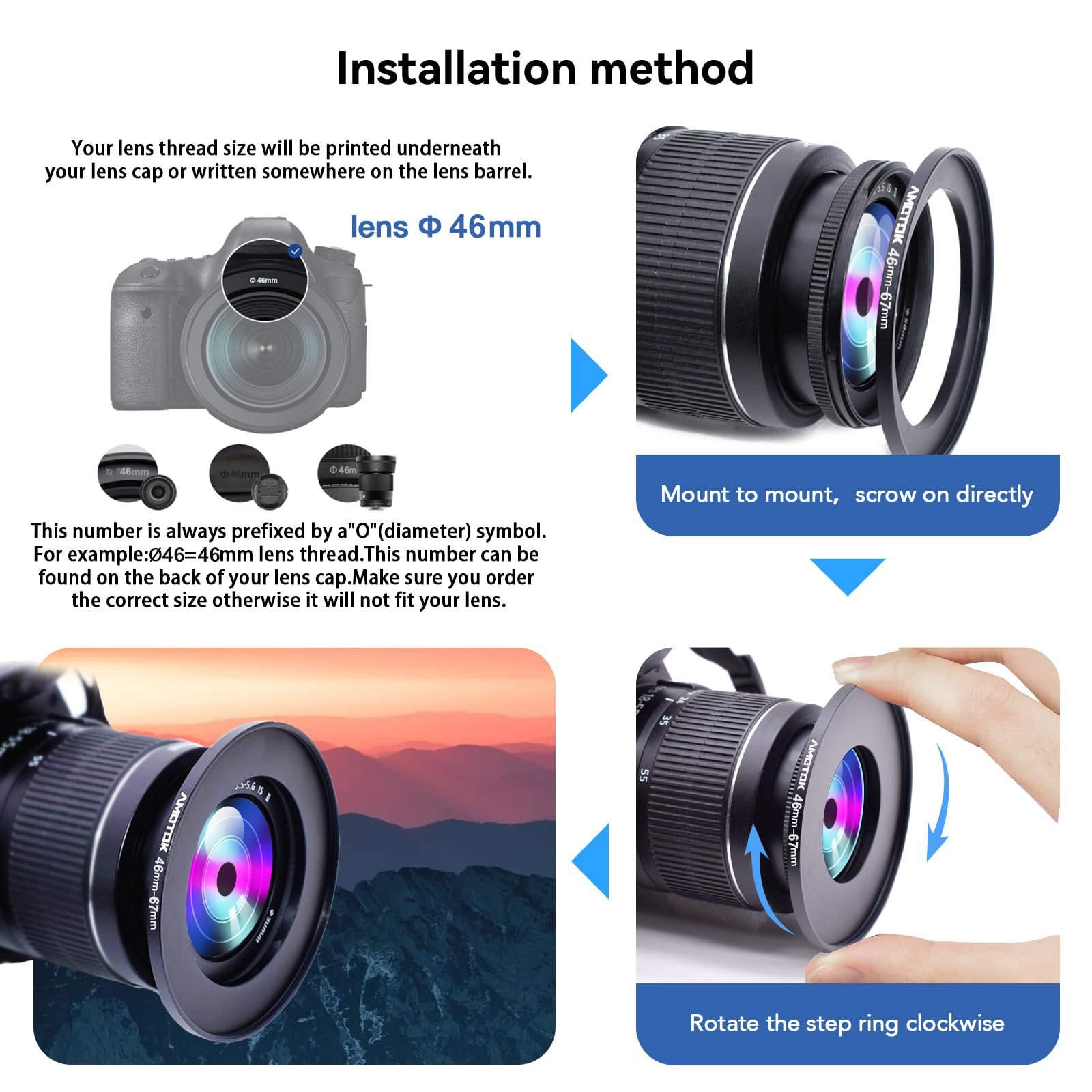 46Mm Lens To 67Mm Camera Lens Adapter,46Mm To 67Mm Filter Step Up Adapter Ring,Compatible All 67Mm Filter Accessory