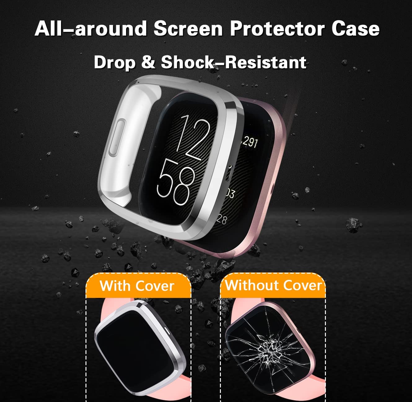 Wepro Screen Protective Case Compatible With Fitbit Versa 2 Smartwatch, 3 Pack Soft Tpu Full Cover Cases For Fitbit Versa 2 Watc