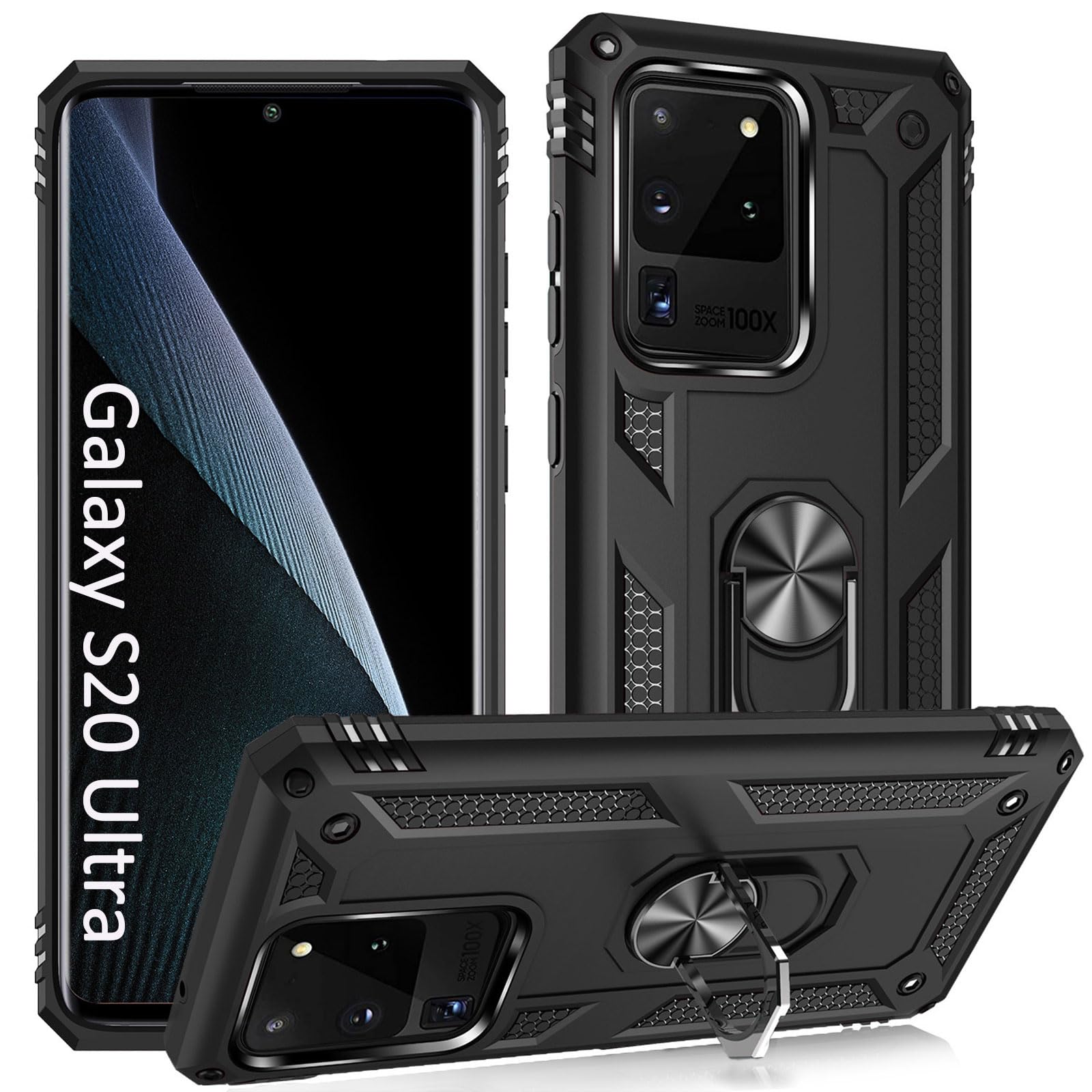 Addit Case For S20 Ultra Phone Case Samsung Galaxy S20 Ultra Case, Military Grade, Heavy Duty, With Ring Holder Stand, Support M