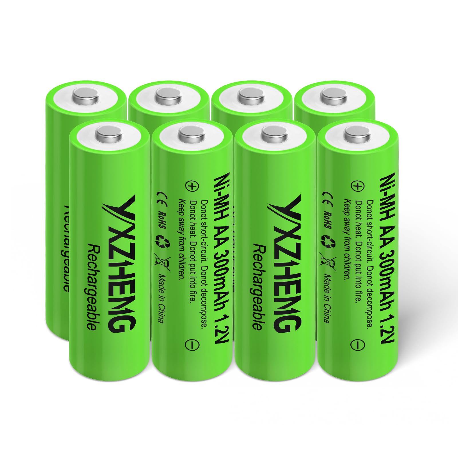 YXZHENG 8Pcs AA Battery 1.2v Rechargeable NI-MH 300mAh for Outside Solar Lawn Light (8AA)