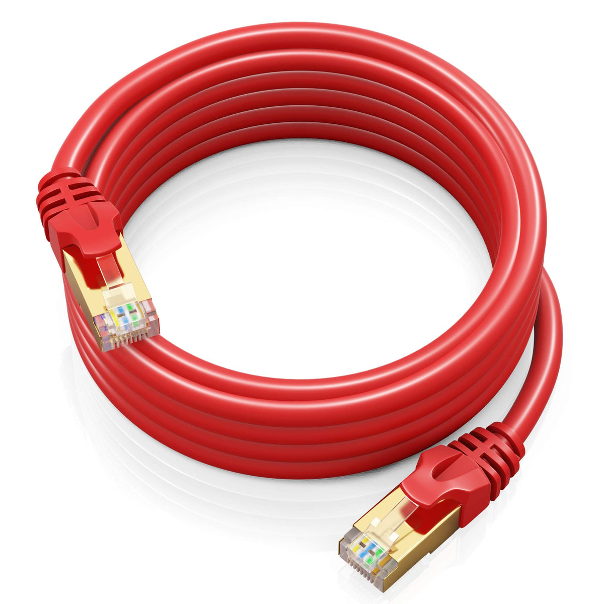 Cat 7 Ethernet Cable 12 Ft   High Speed Internet & Network Lan Patch Cable, Rj45 Connectors   12Ft / Red   Perfect For Gaming, Streaming, And More