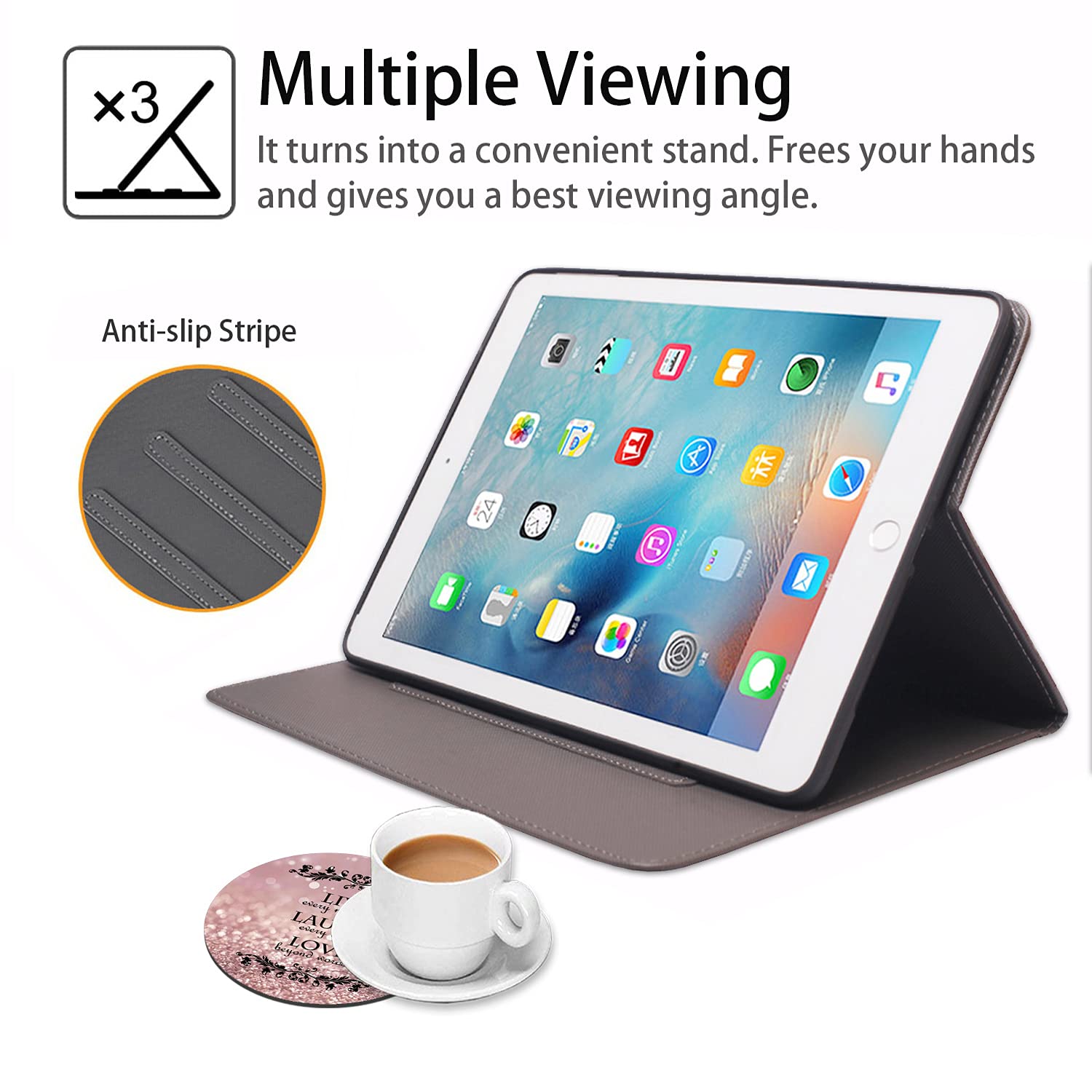 Bosness Case For Ipad 8Th Gen 10.2'' (2020)/7Th Gen (2019), Ipad Air (3Rd Gen) 10.5'' 2019/Pro 10.5 2017, Adjustable Stand Auto