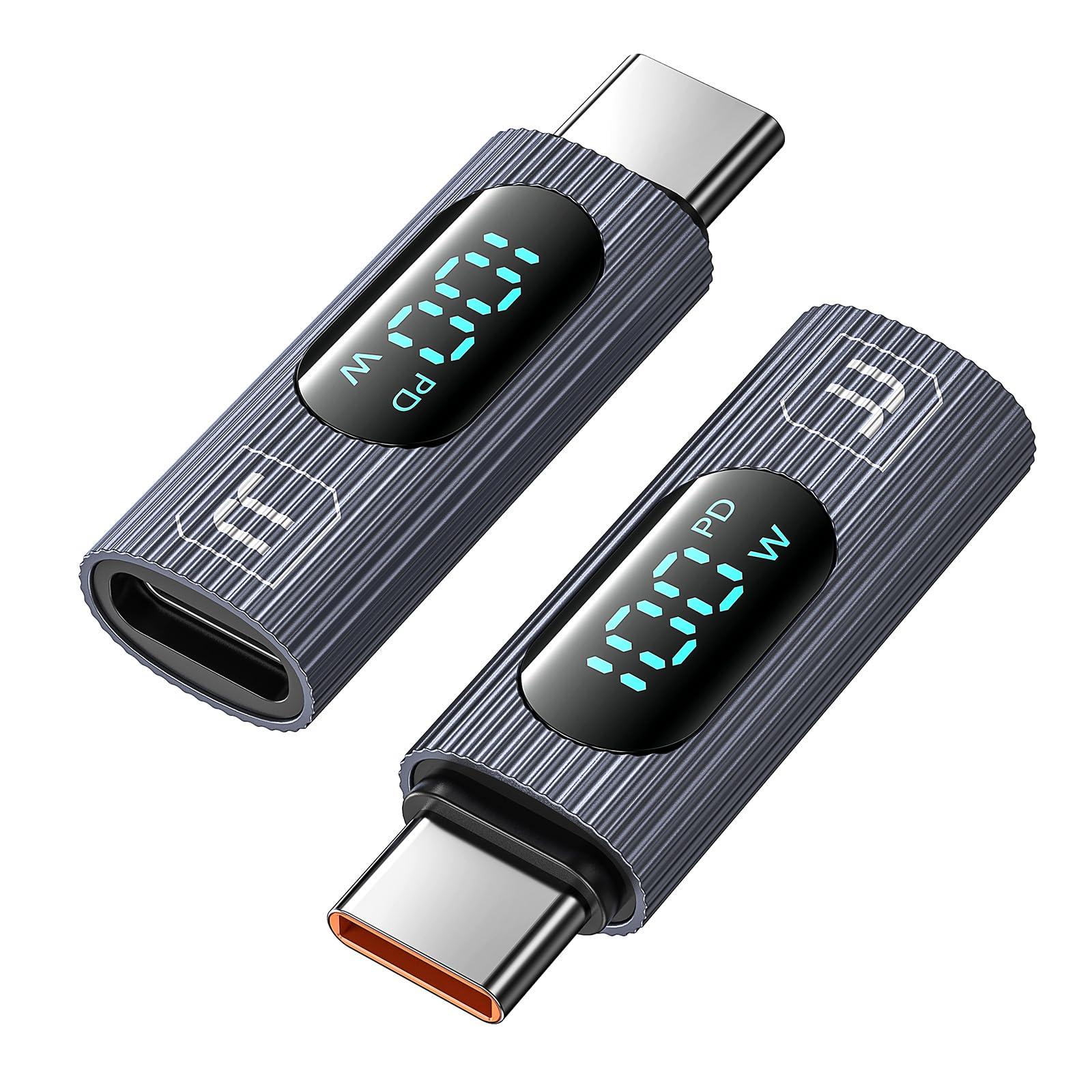 Toocki Usb C Adapter, 2Pack 100W Usb C Female To Usb C Male Extension Adapter Type C Power Meter Tester With Digital Display For