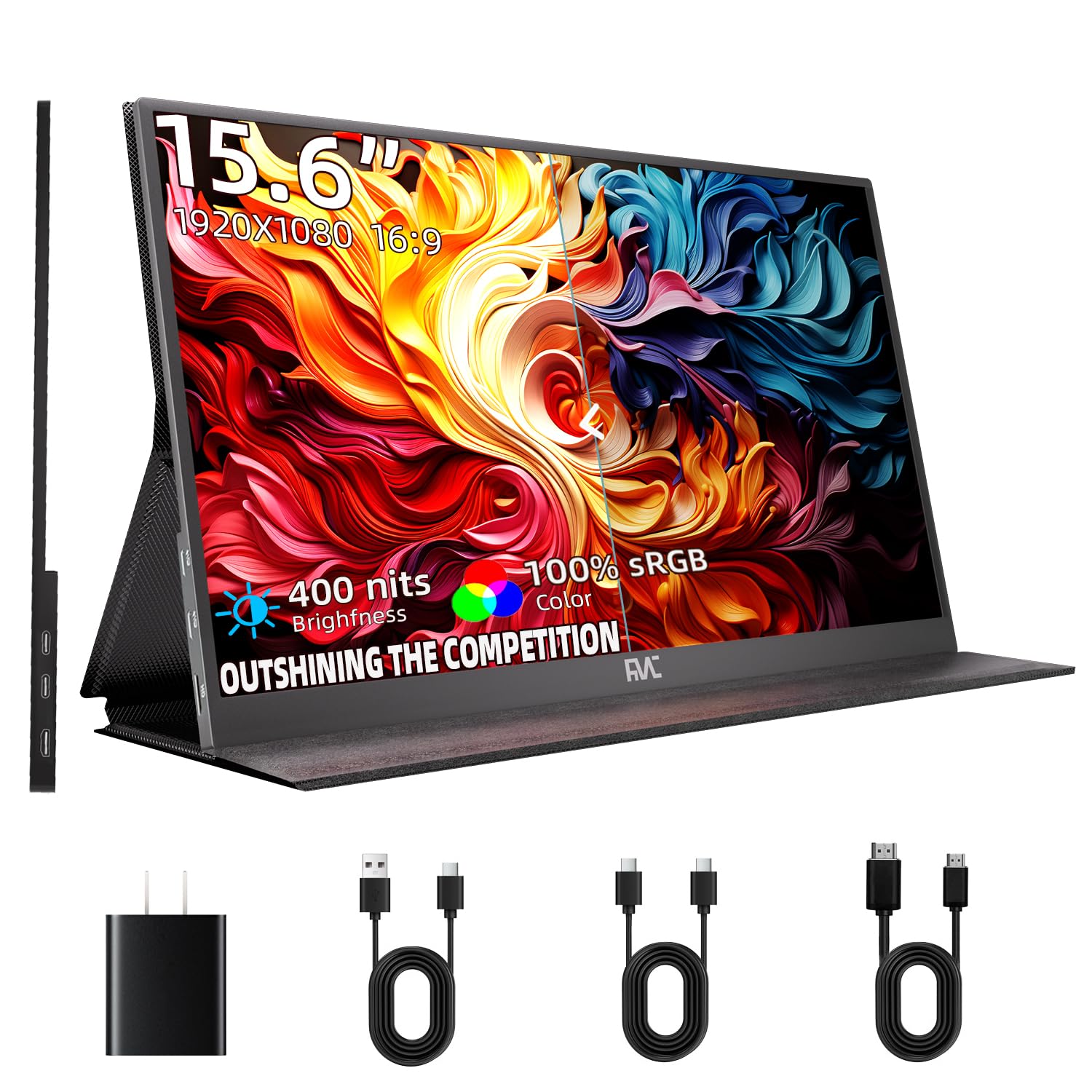 15.6'' Portable Monitor For Laptop 1080 Fhd (Metal Body) Small Monitor Usb C, Hdmi Portable Screen For Laptop Compatible With Wi