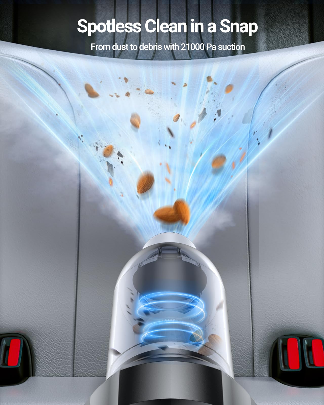 Sealight Handheld Car Vacuum Cordless, Portable Car Vacuum With 21000Pa High Power Suction, Two Batteries Long Endurance, 18V/12