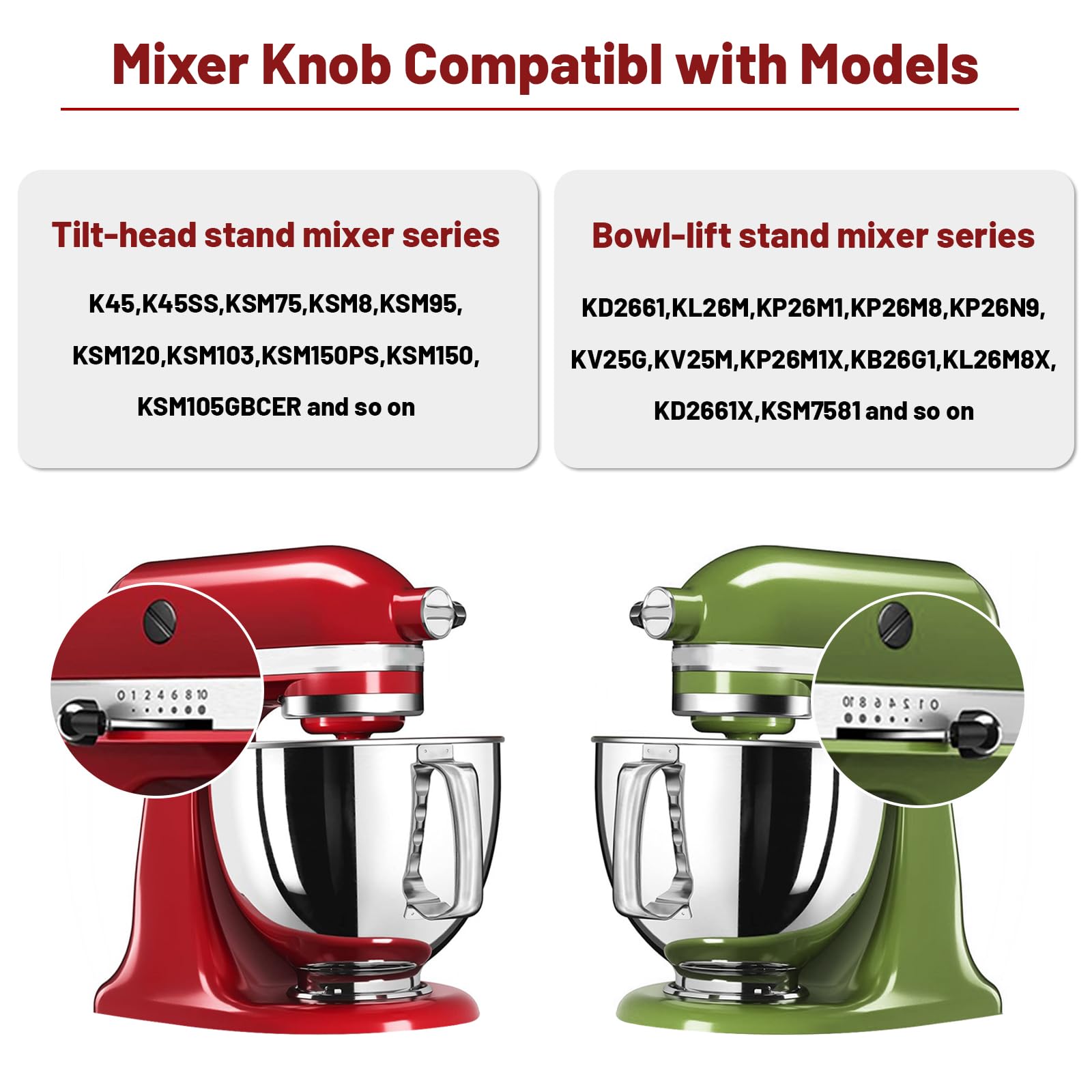 Alocs Speed Control Knob And Lock Lever Knob For Kitchenaid Stand Mixer 5Qt 6Qt K45, Bowl Lift Stand Mixer Kd2661 Kl26M Kp26M1 &