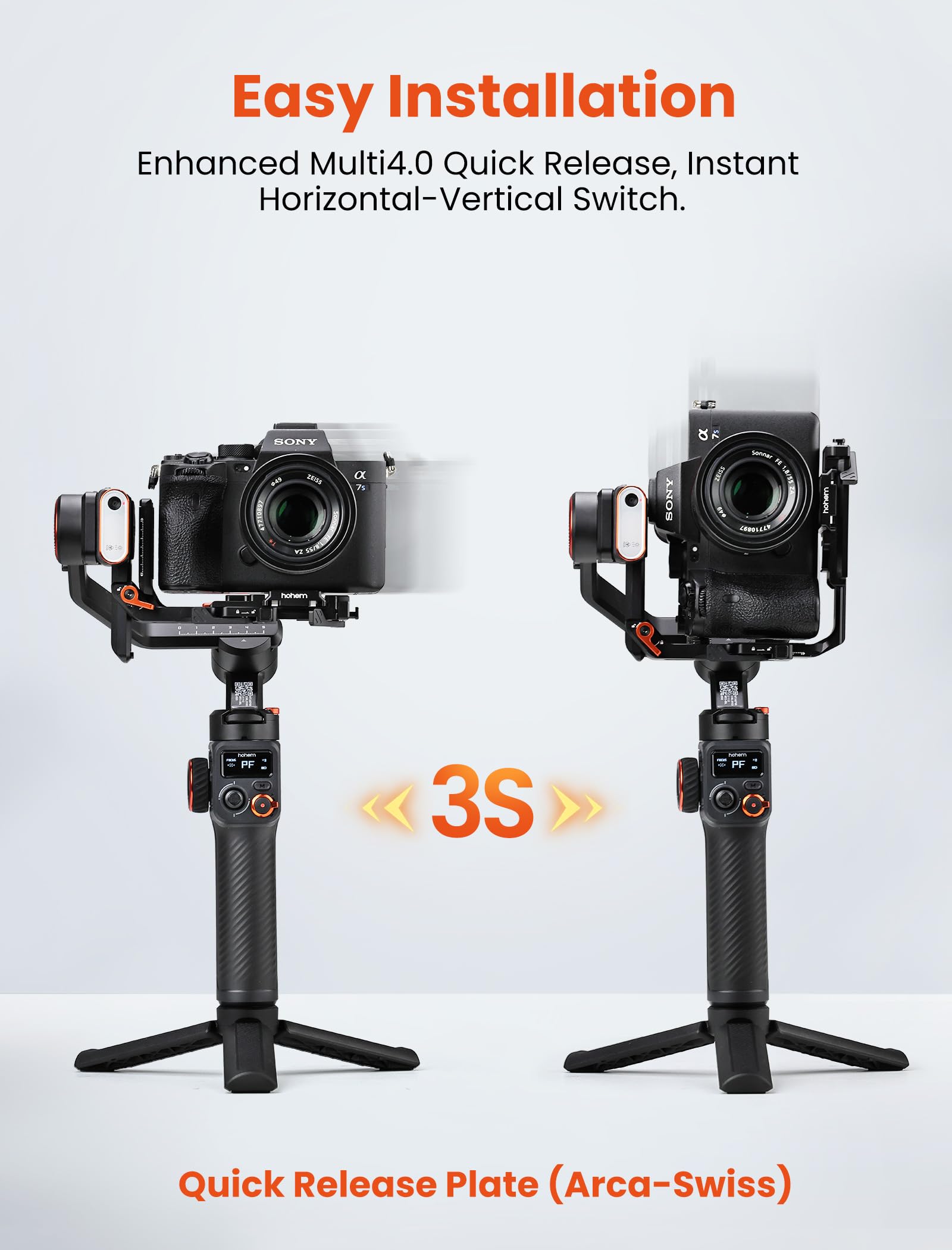 Hohem Isteady Mt2 Kit Gimbal Stabilizer For Camera, Ai Tracker W/Fill Light 3 Axis Gimbal For Mirrorless/Pocket Camera/Action Camera/Smartphone, Camera Stabilizer For Dslr Camera Canon/Nikon/Sony