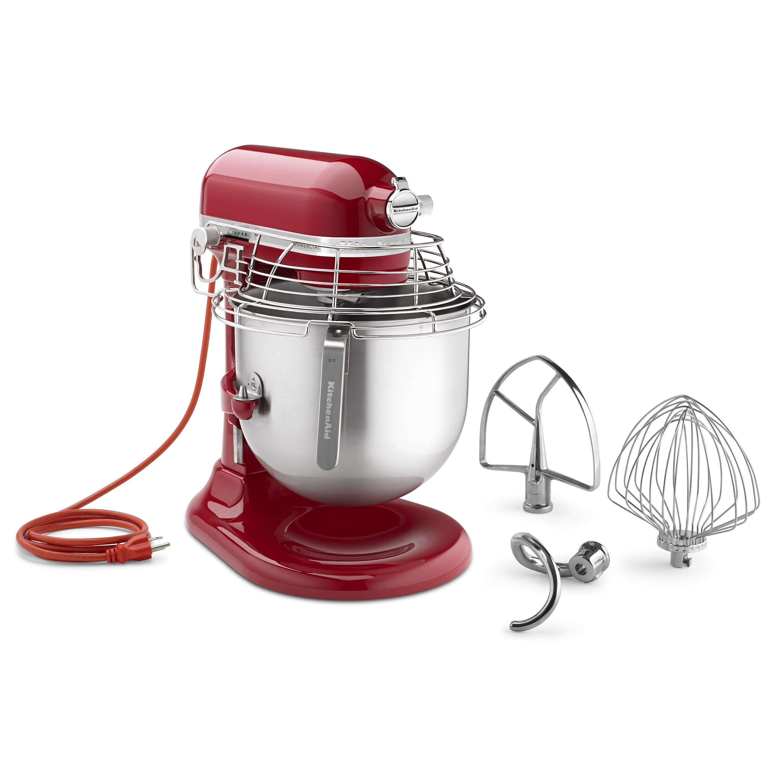 Kitchenaid Ksmc895Er 8 Quart Commercial Countertop Mixer With Bowl Guard, 10 Speed, Gear Driven, Empire Red
