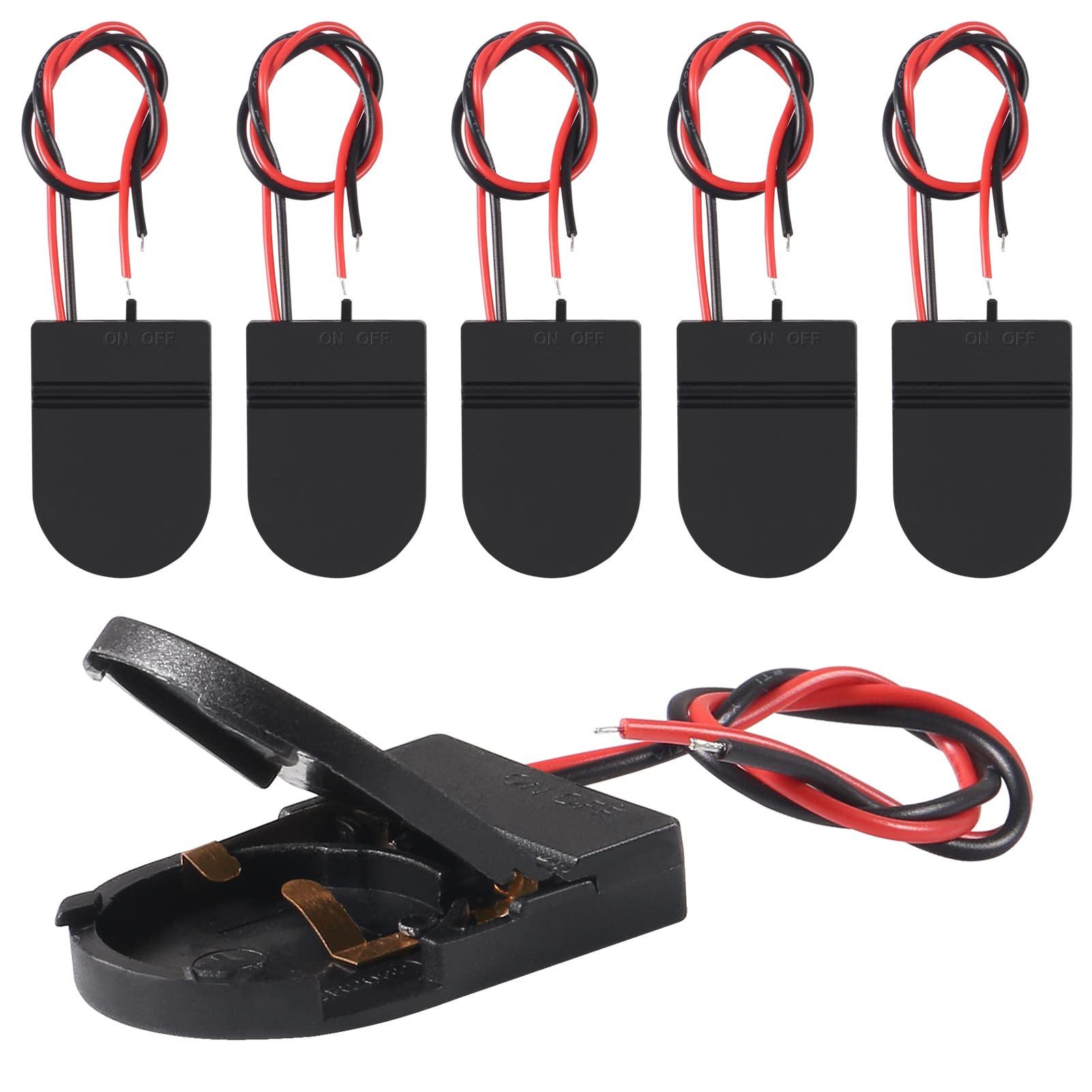 Coliao 6Pcs Cr2032 Battery Holder, Cr2032 Battery Holder With Switch, Coin Cell Holder, 1 X 3V Cr2032 Button Coin Cell Battery Holder With Wires On Off Switch