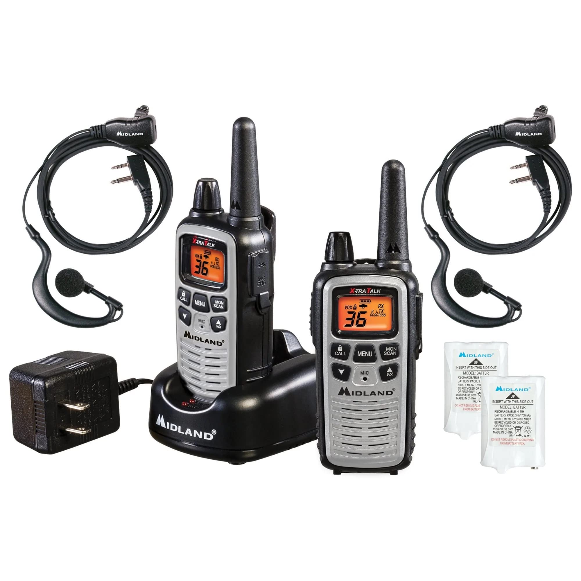 Midland � Lxt600Vp4 Portable Two Way Radio � Pair Of Lxt600 Frs Radios With Headset Family Radio Walkie Talkie � Noaa Weather Alert  Deli Cafes And Restaurants � Up To 30 Mile Range 2 Pack