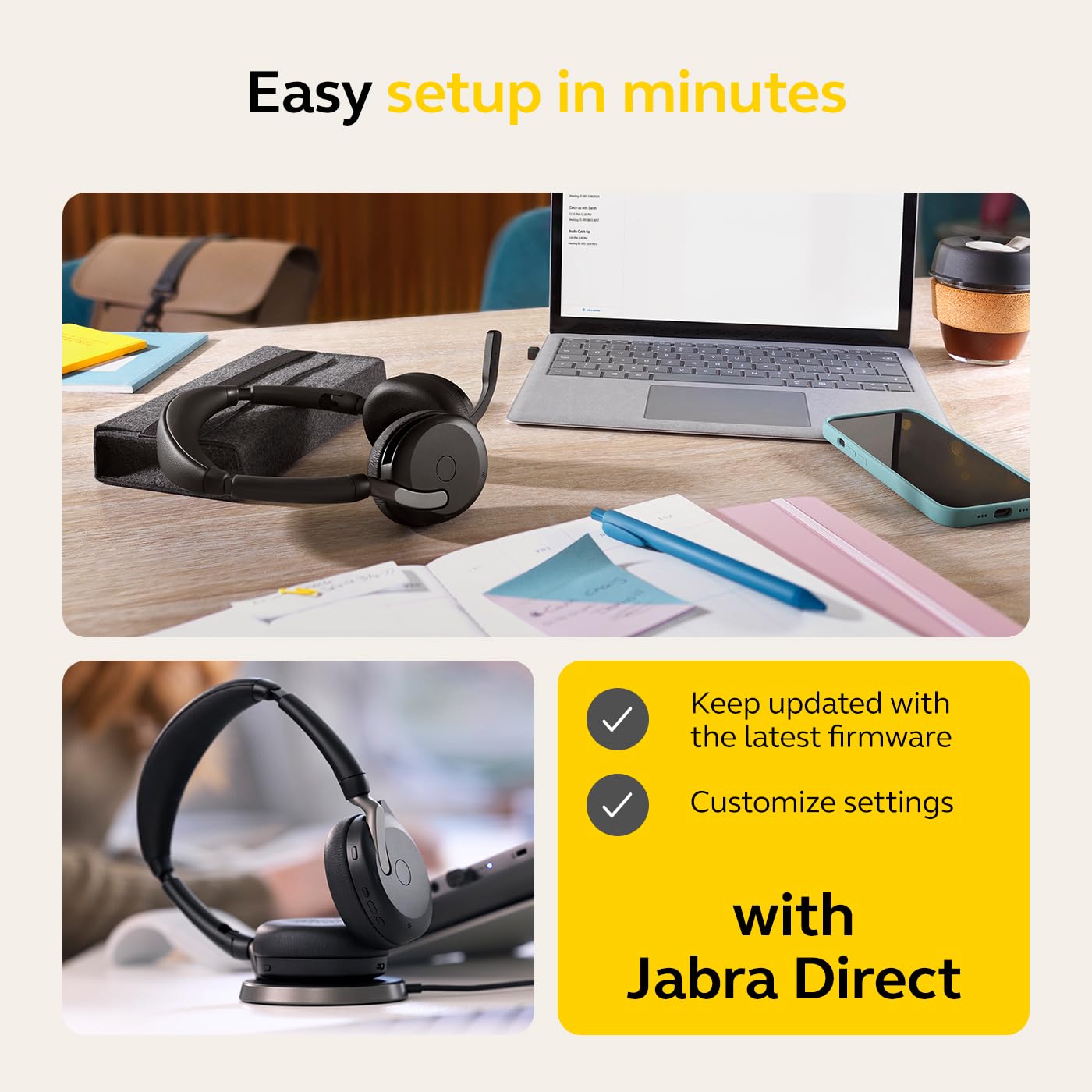 Jabra Evolve2 65 Flex Ms Stereo   Headset   With Wireless Charging Pad