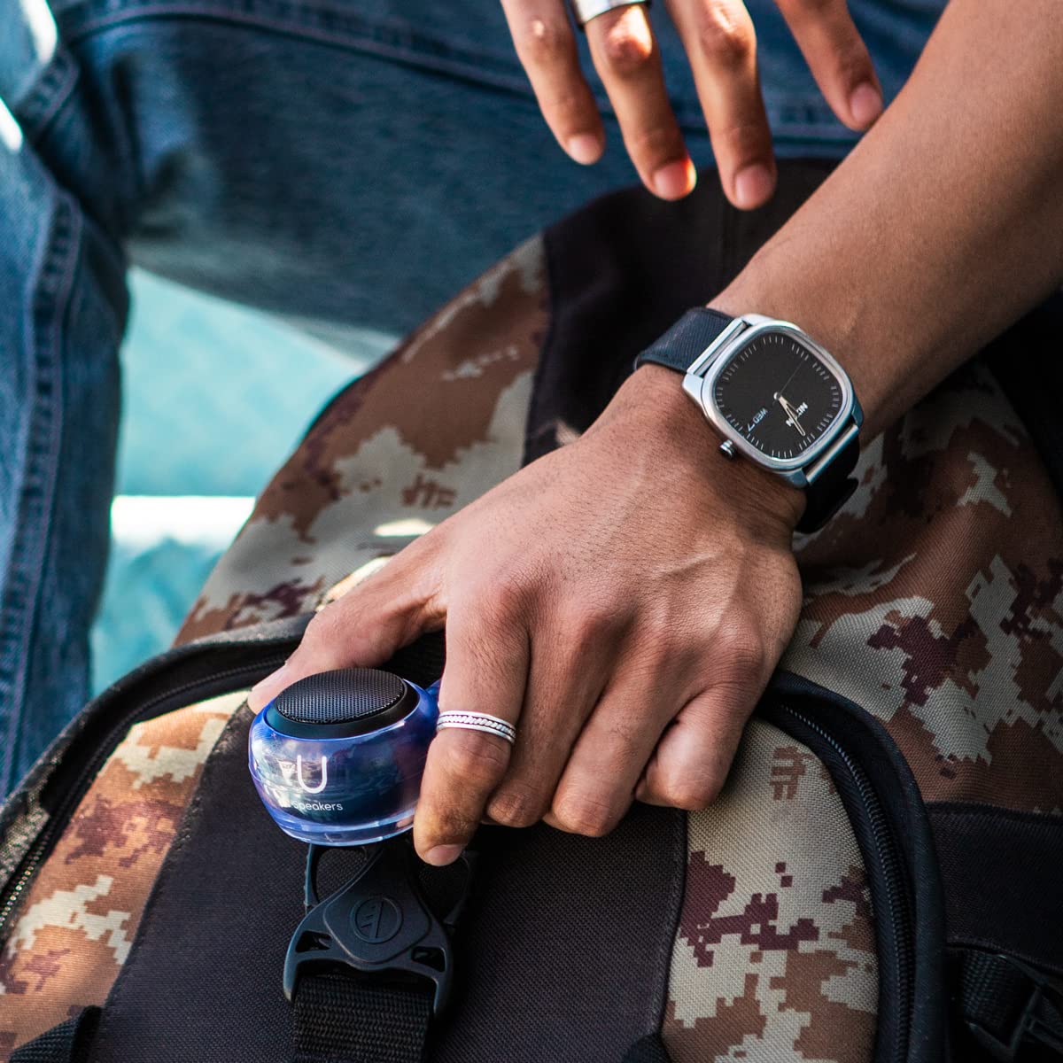 Fashionit Small Clip-On Holder Carabiner Designed To Fit A U Mini Speaker, Portable, Travel-Friendly, Black, Water Resistant, Du