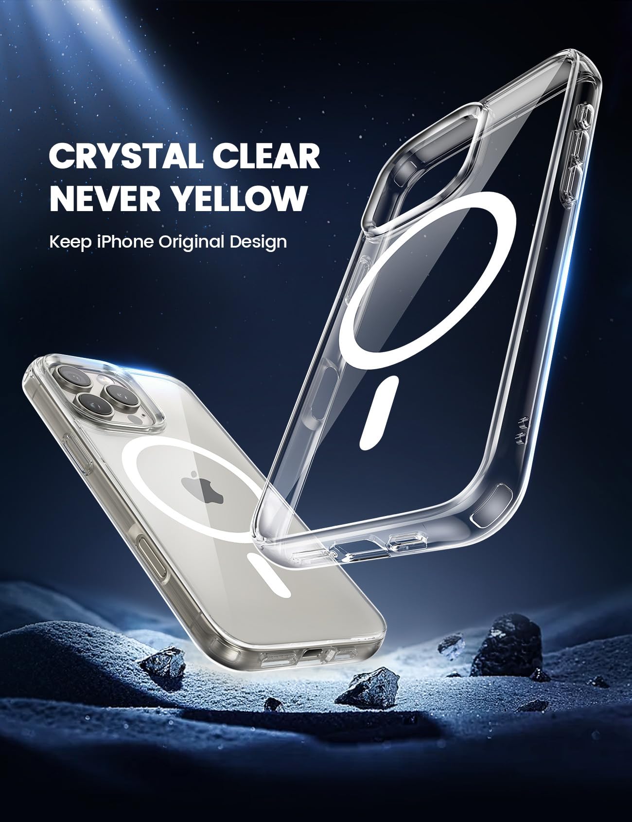 Lamicall Magnetic Case For Iphone 16 Pro, For Magsafe   [Clear & Anti Yellow][Military Grade Drop Protection][Scratch Resistant]