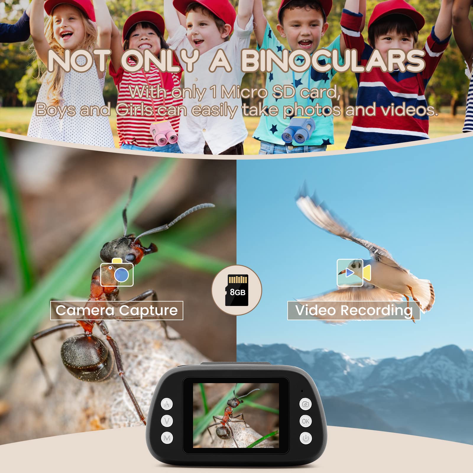 Andonstar Ad122 Kids Microscope&Telescope Double Lens, Portable Handheld Microscope Binoculars, Digital Camera&Video Microscope