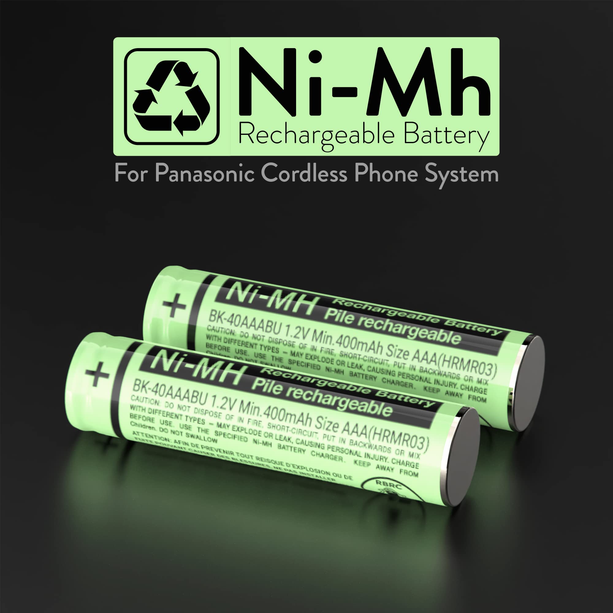 Rocketbus 2 Bk 40Aaabu Replacement 1.2V 400Mah Battery Packs For Panasonic Cordless Phone Handset